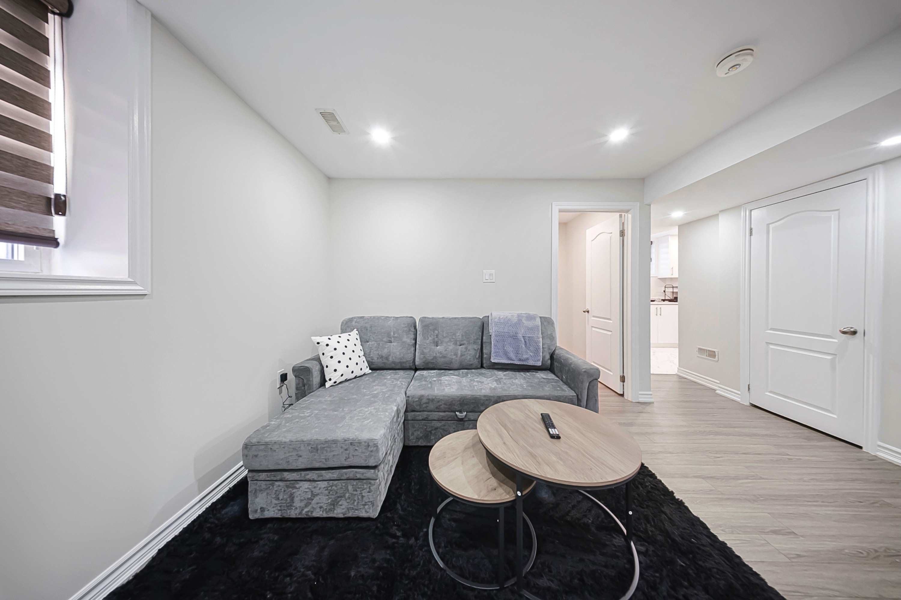 Sofa bed and Smart TV in a cozy setup, perfect for relaxing or movie nights