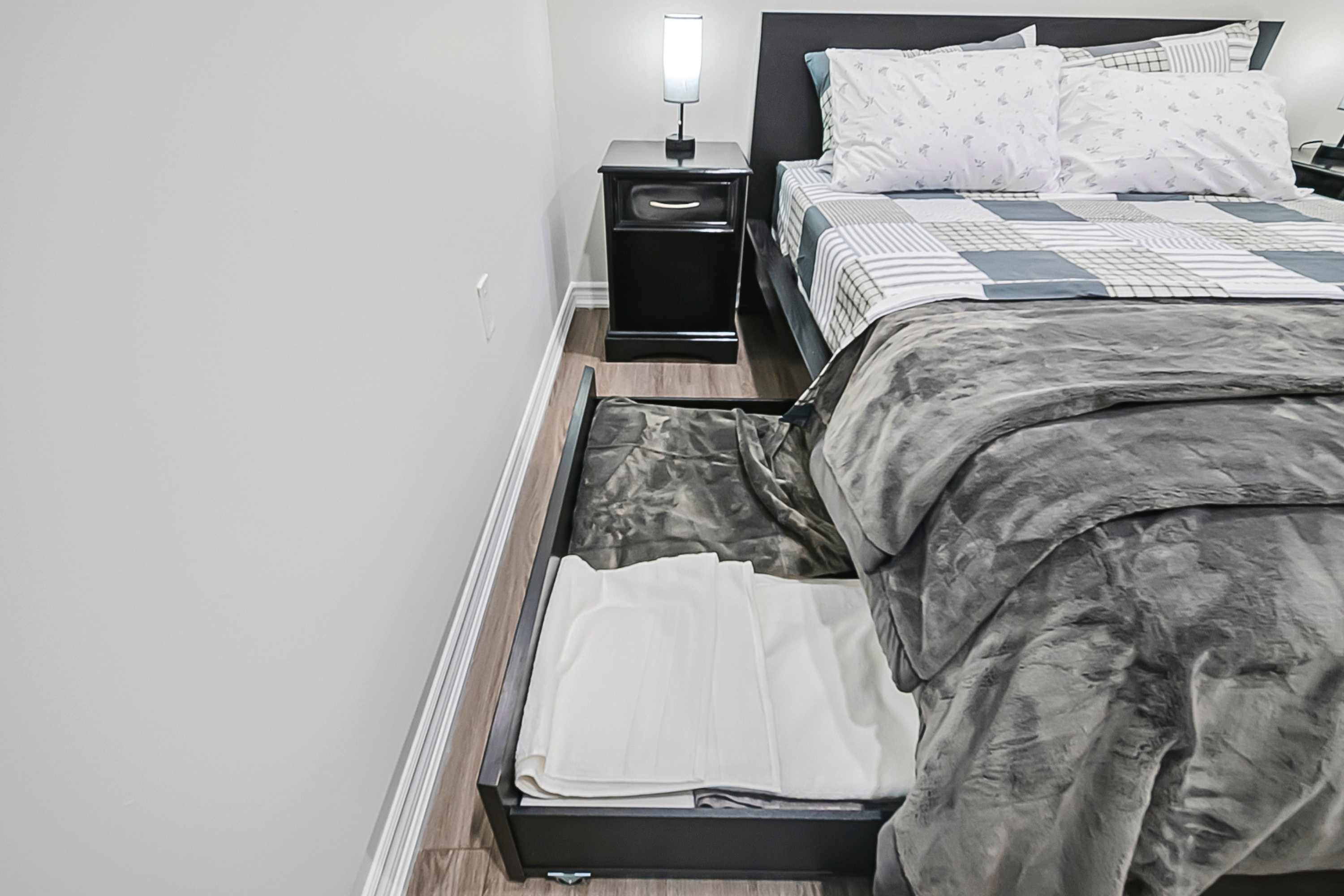 Queen Bedroom Stocked with Extra Linen and Blankets