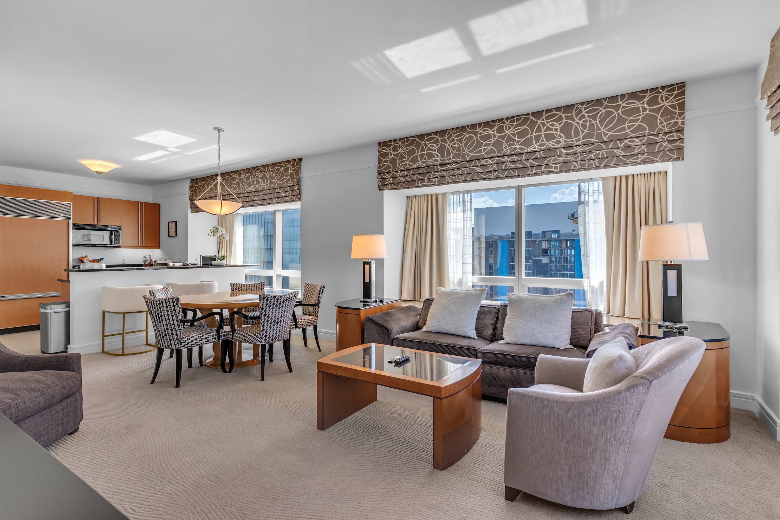 Curl up in the stylish living room & stream your favorites on the smart TV​