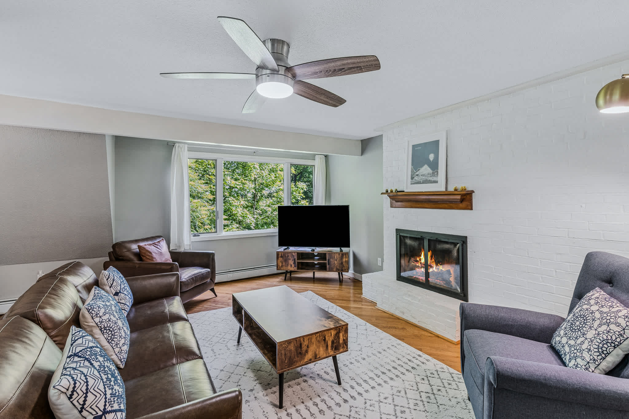 Leather sofa and seating area