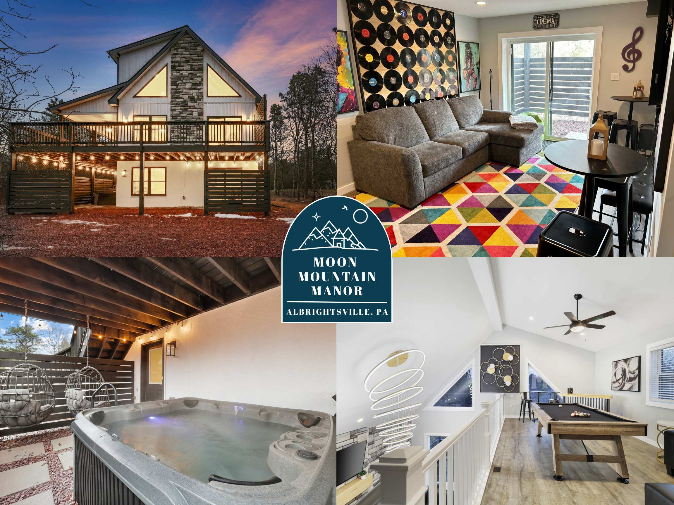 Moon Mtn Manor • Sleeps 16 • Games • Hot Tub