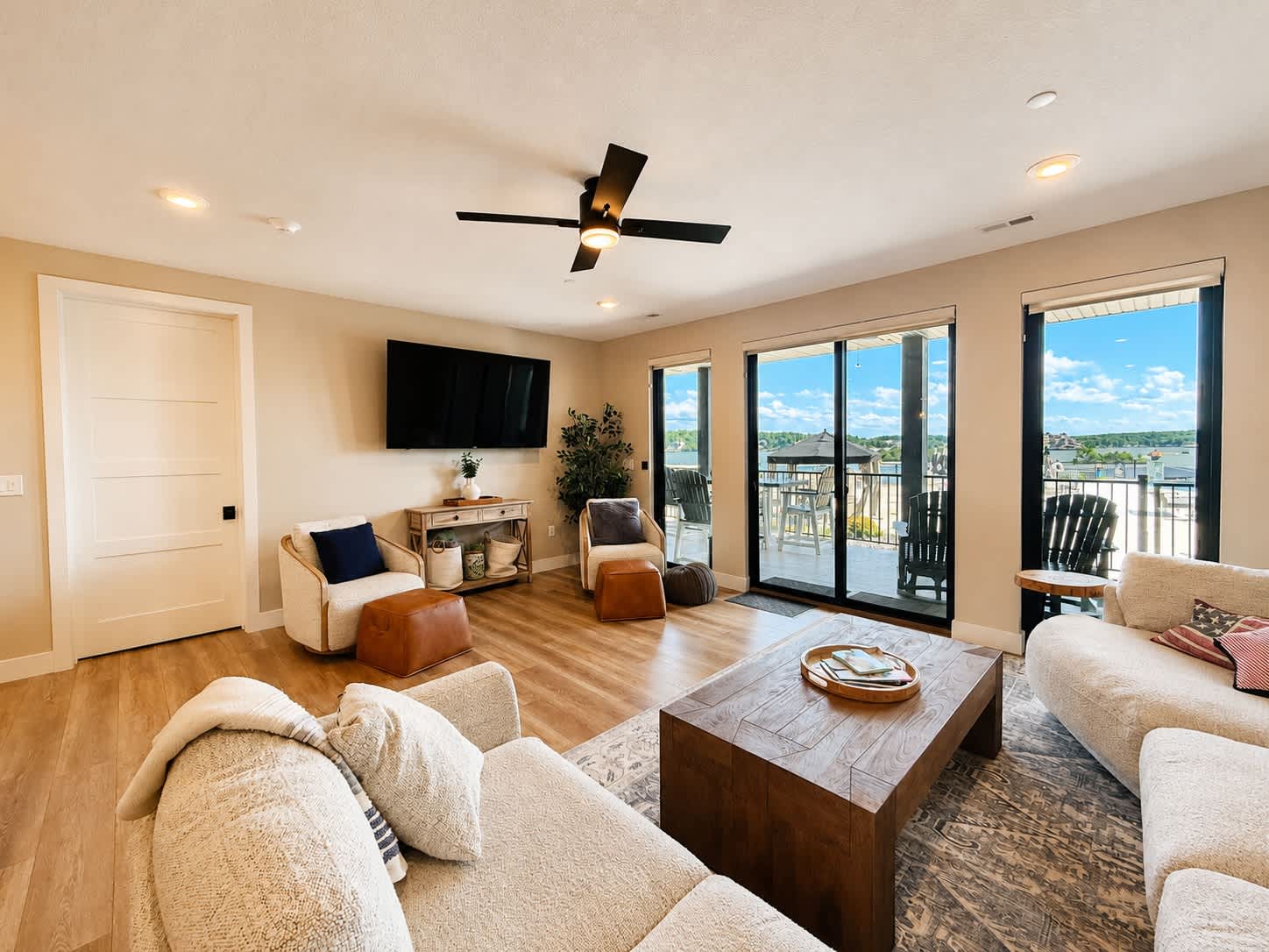 Curl up in the airy living room & stream your favorites on the smart TV​