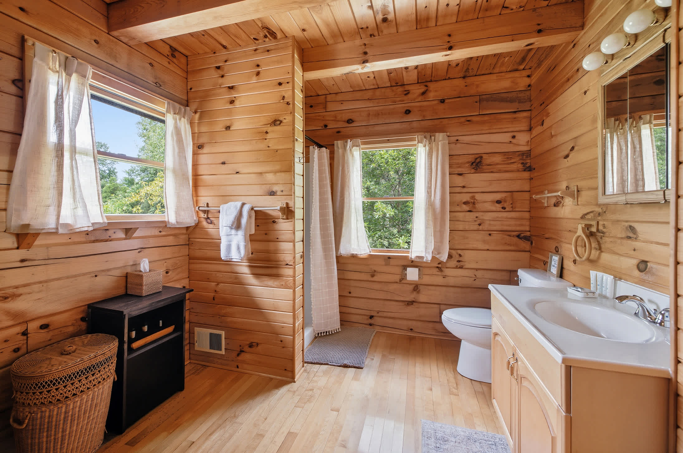 There are 2 full baths in the home, this one is on the main level.