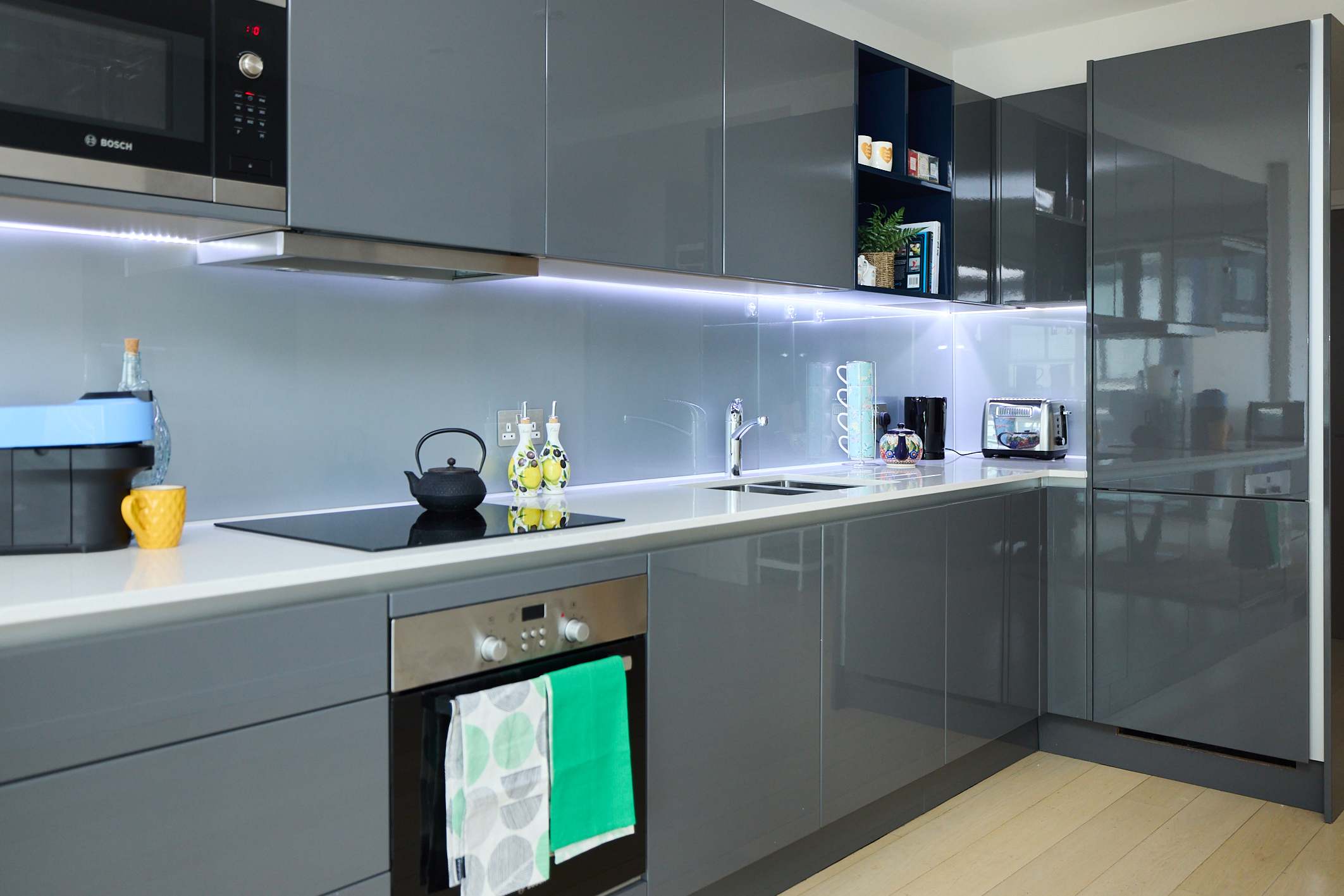 Minimalist Grey Design & Sunlit Glass in Flat 201, Cassia Point, Glasshouse Gardens, E20 1HR London, United Kingdom E20 1HR - Property image 3 - VivreStays