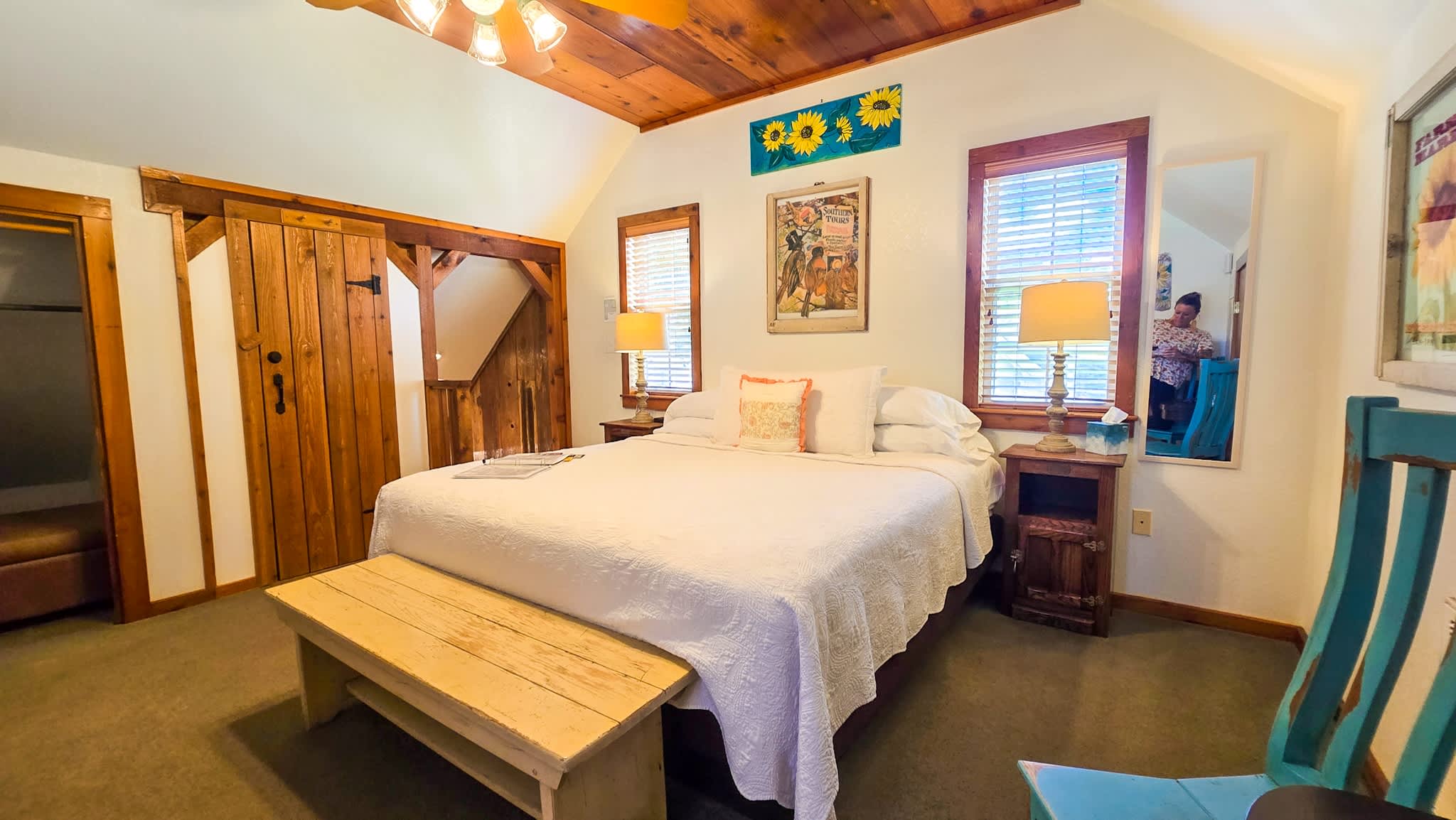 A king-sized bed, full bath, refrigerator, & microwave are available in the upstairs studio​