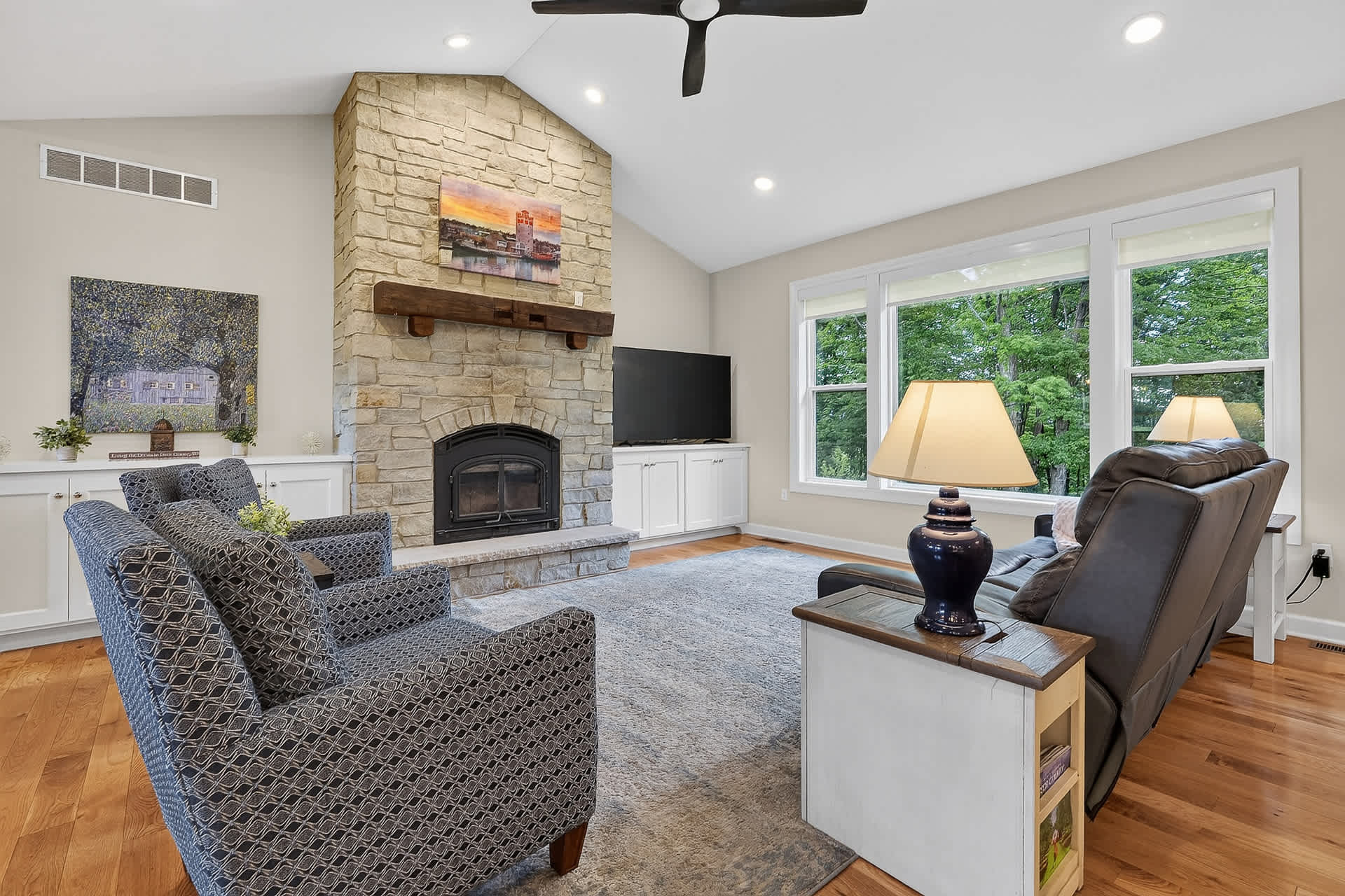 Stone Fire place in living room
