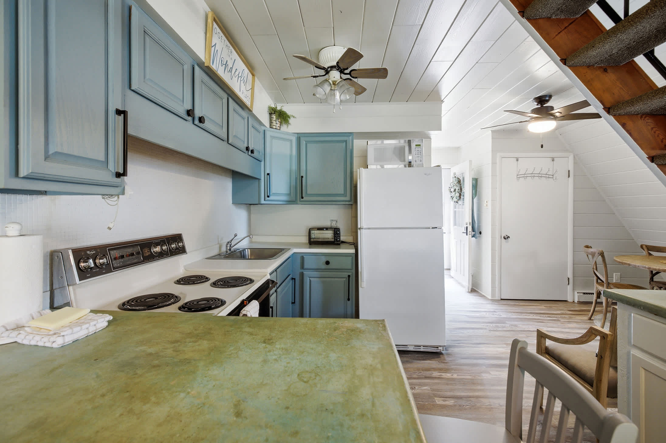 Prepare breakfast, lunch, or dinner with a functional kitchen designed for vacation living.