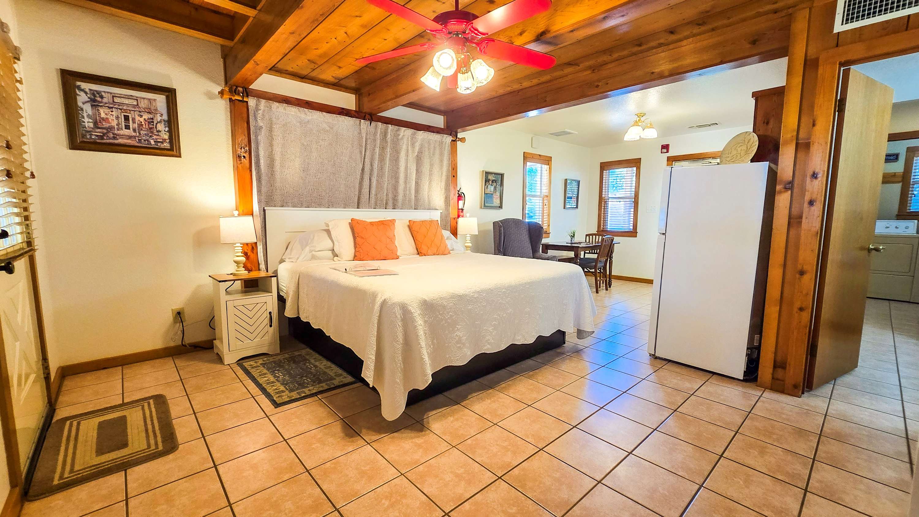 Unwind in the ground floor studio’s king-sized bed & stream your favorites on the smart TV​
