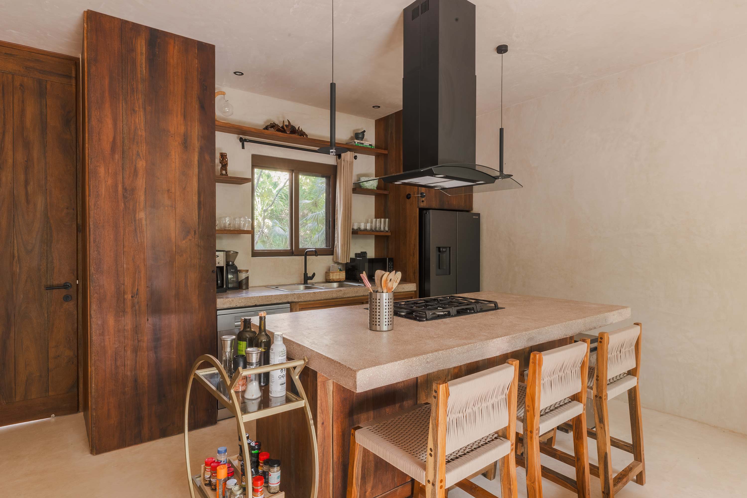 Fully equipped kitchen with everything you need to prepare meals during your stay.