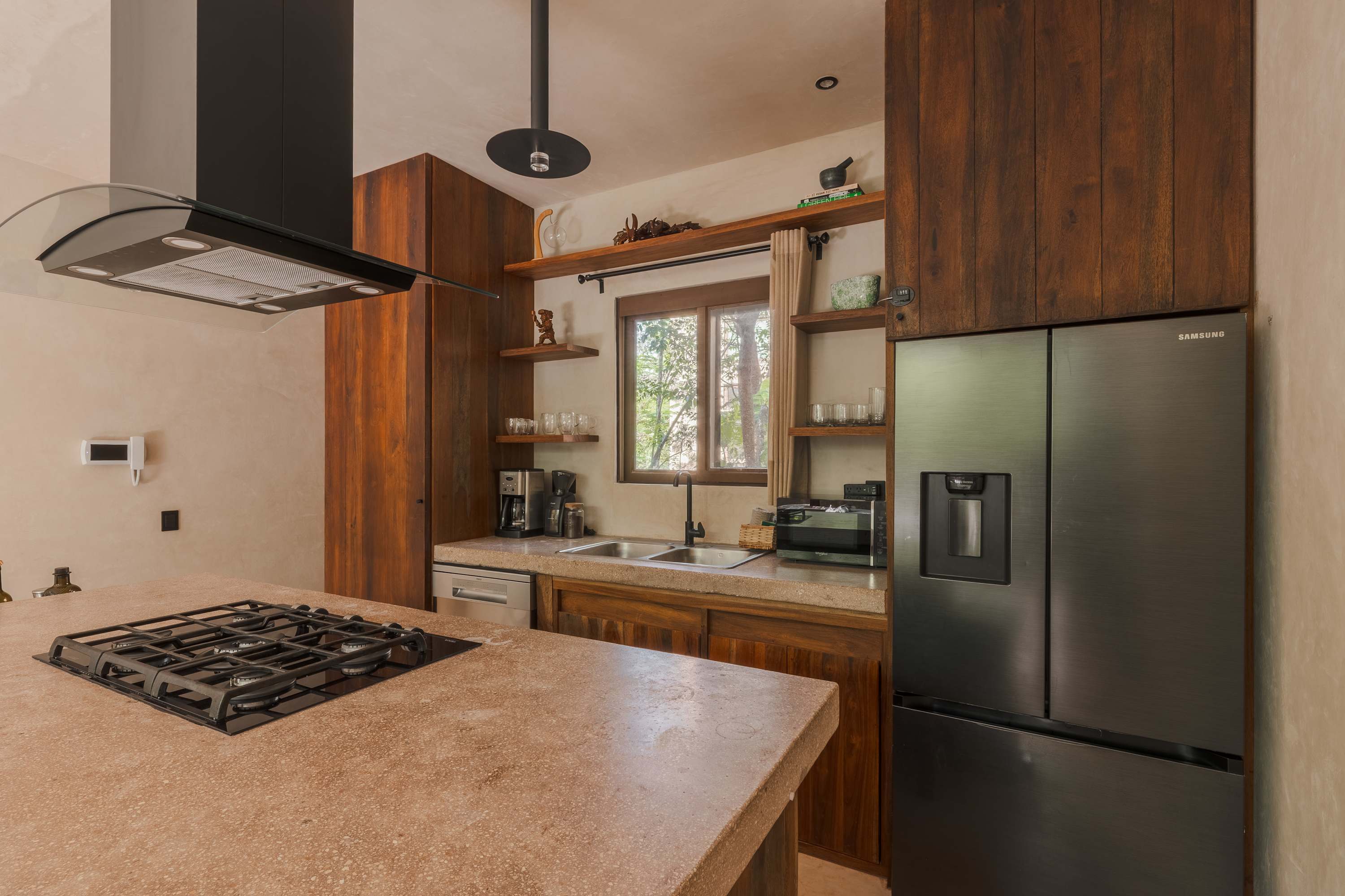Fully equipped kitchen with everything you need to prepare meals during your stay.