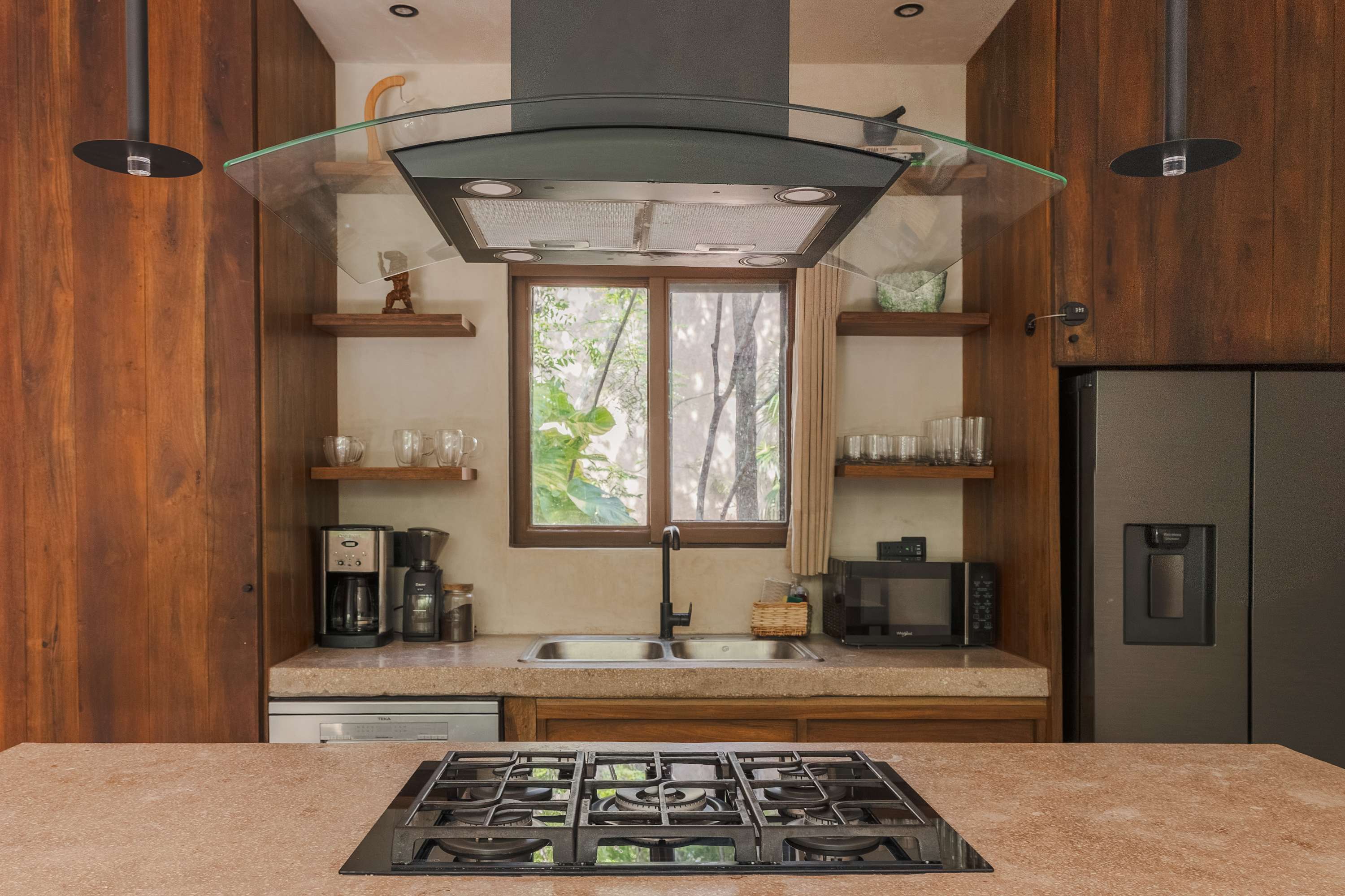 Fully equipped kitchen with everything you need to prepare meals during your stay.