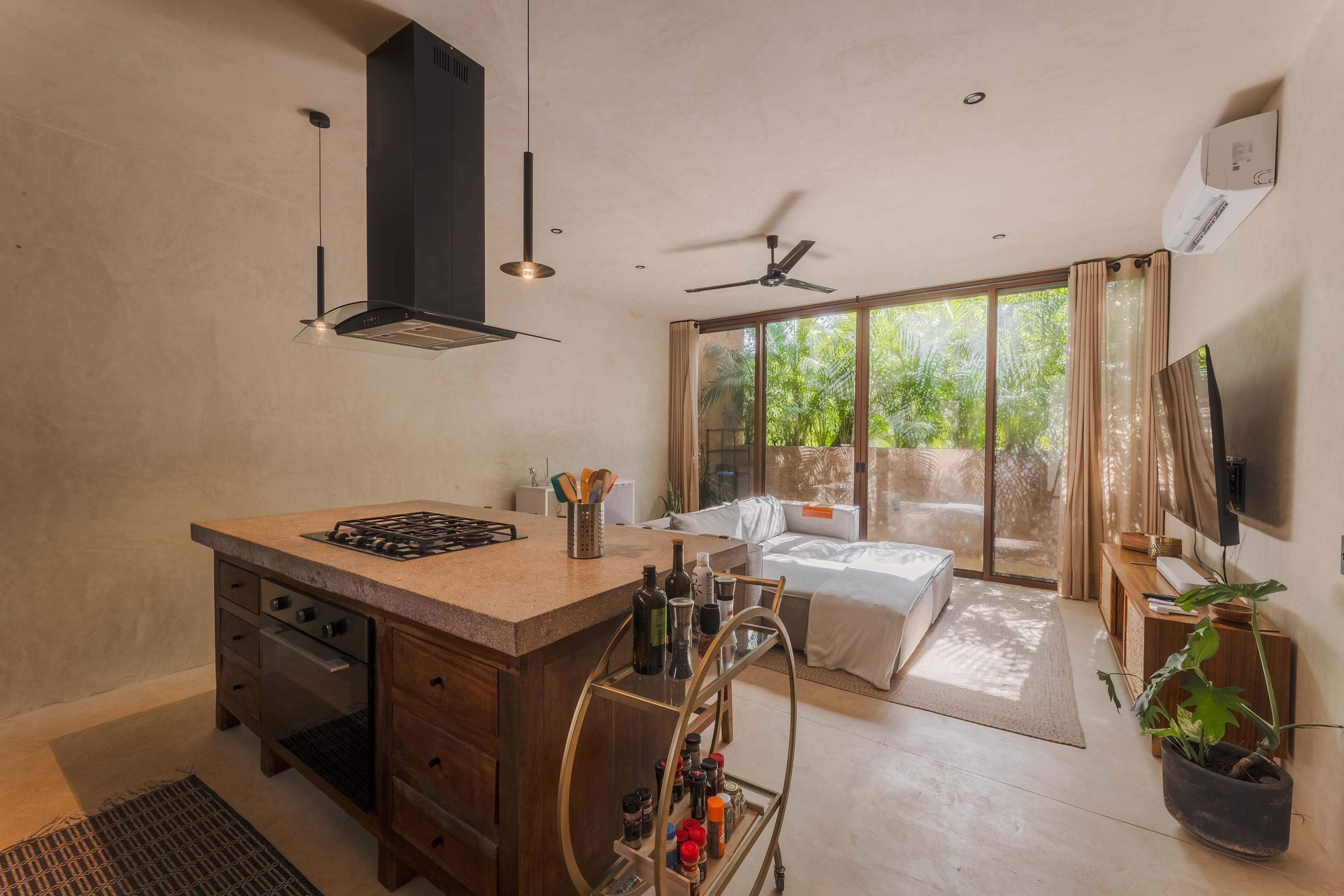 Fully equipped kitchen with everything you need to prepare meals during your stay.