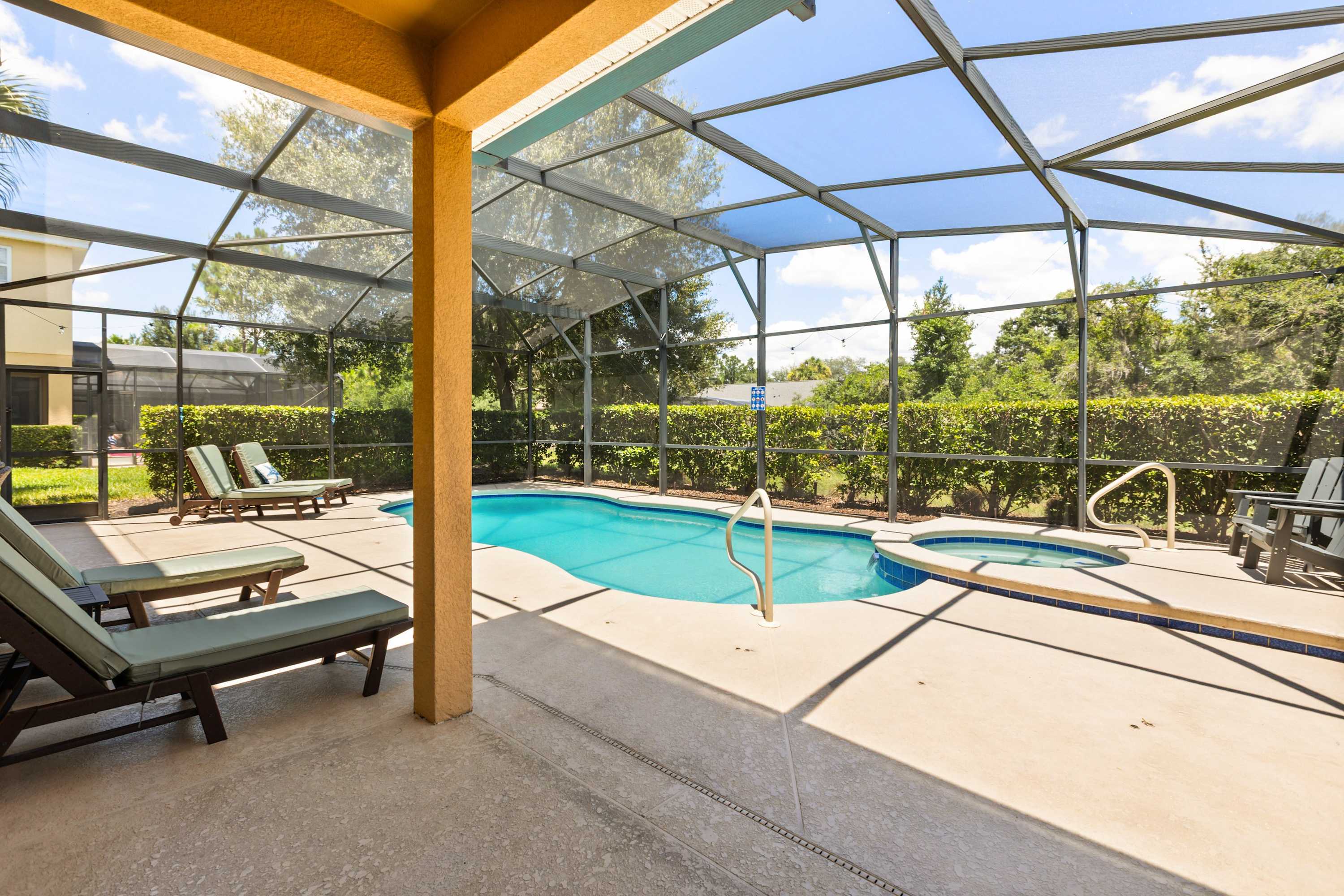 Relax by the Pool, Hot Tub, and Outdoor Dining Area