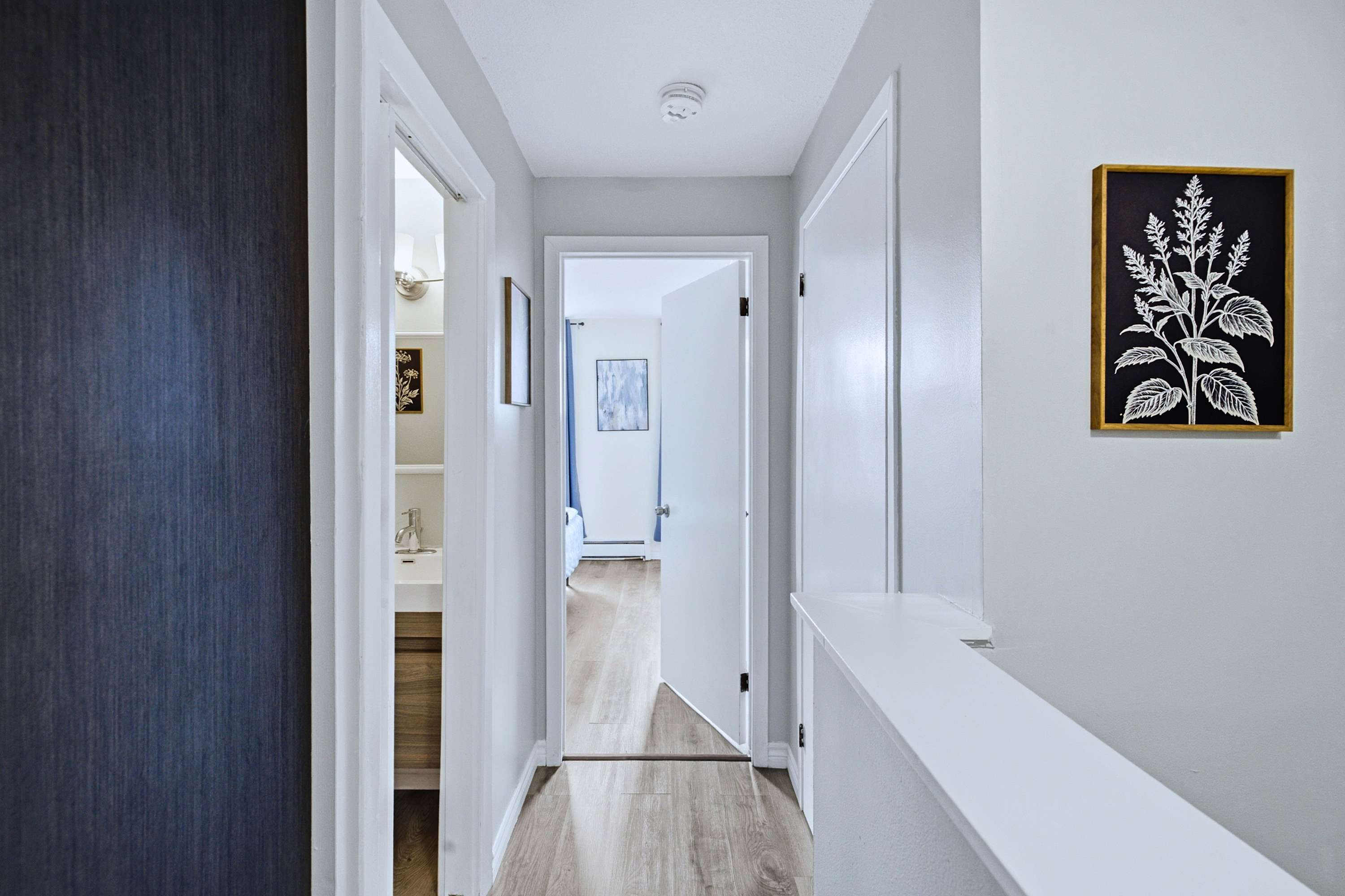 Easy flow between the living area, bedroom, and bathroom