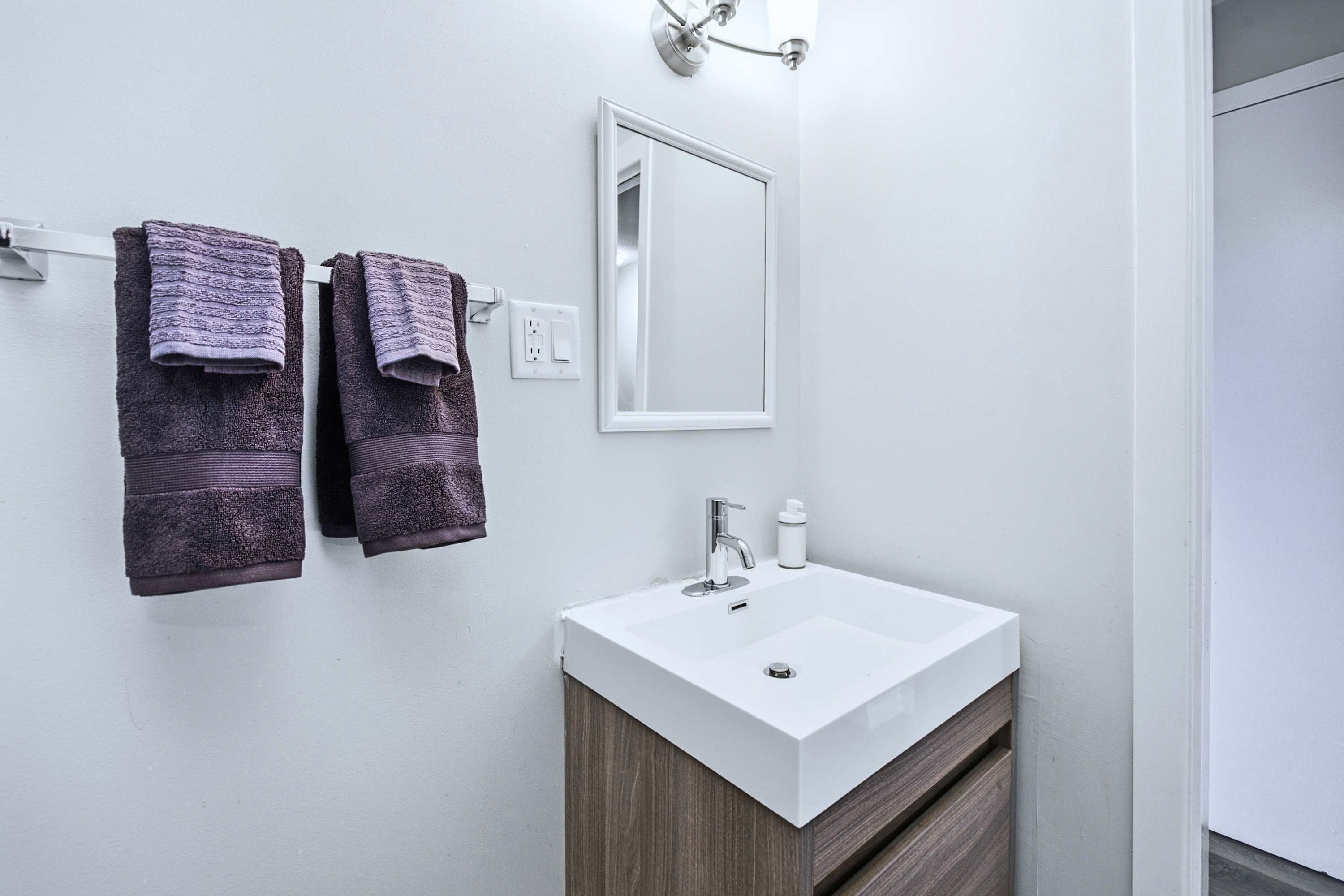 Stylish bathroom vanity with a modern sink setup