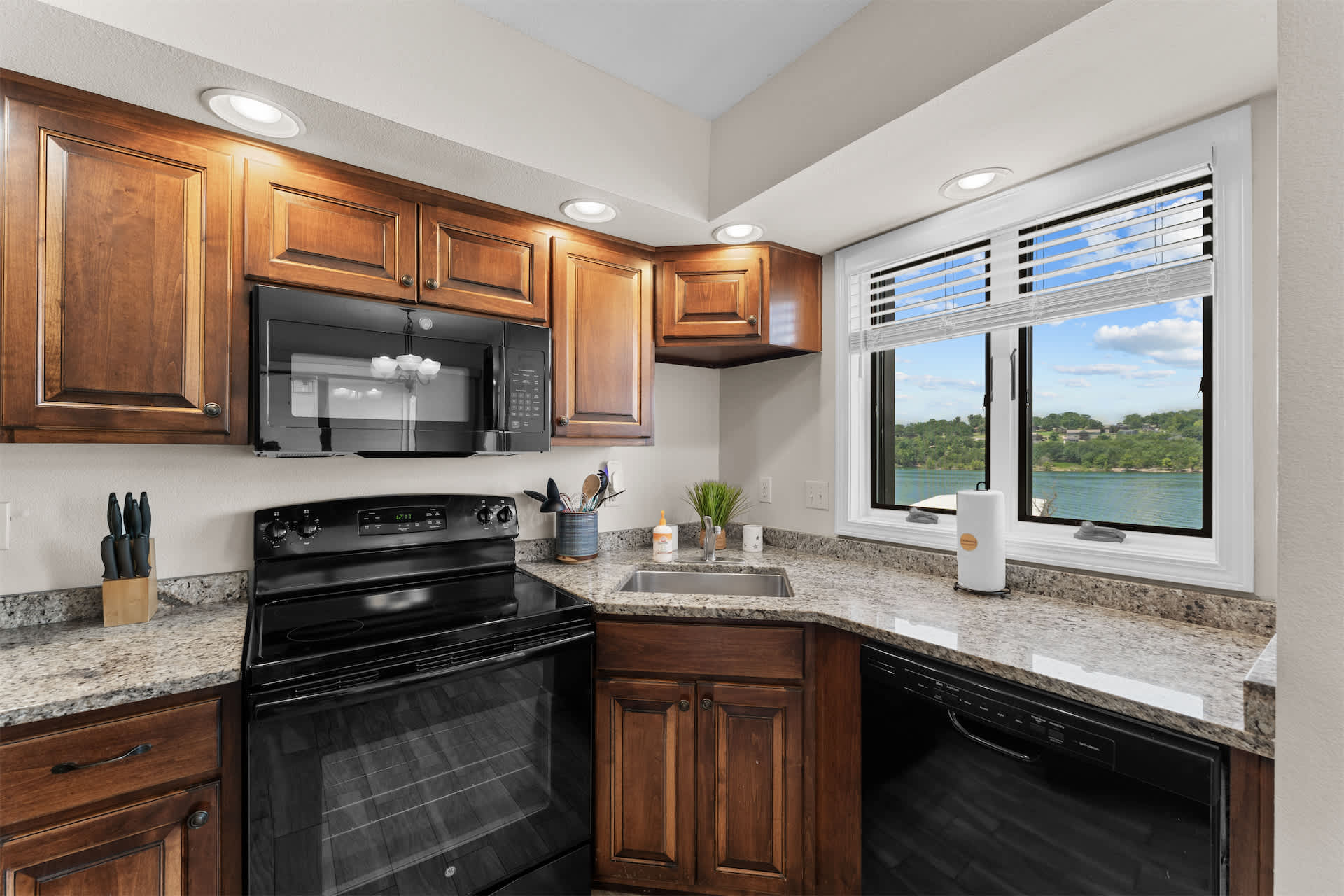 The open kitchen is well equipped for an unforgettable getaway​