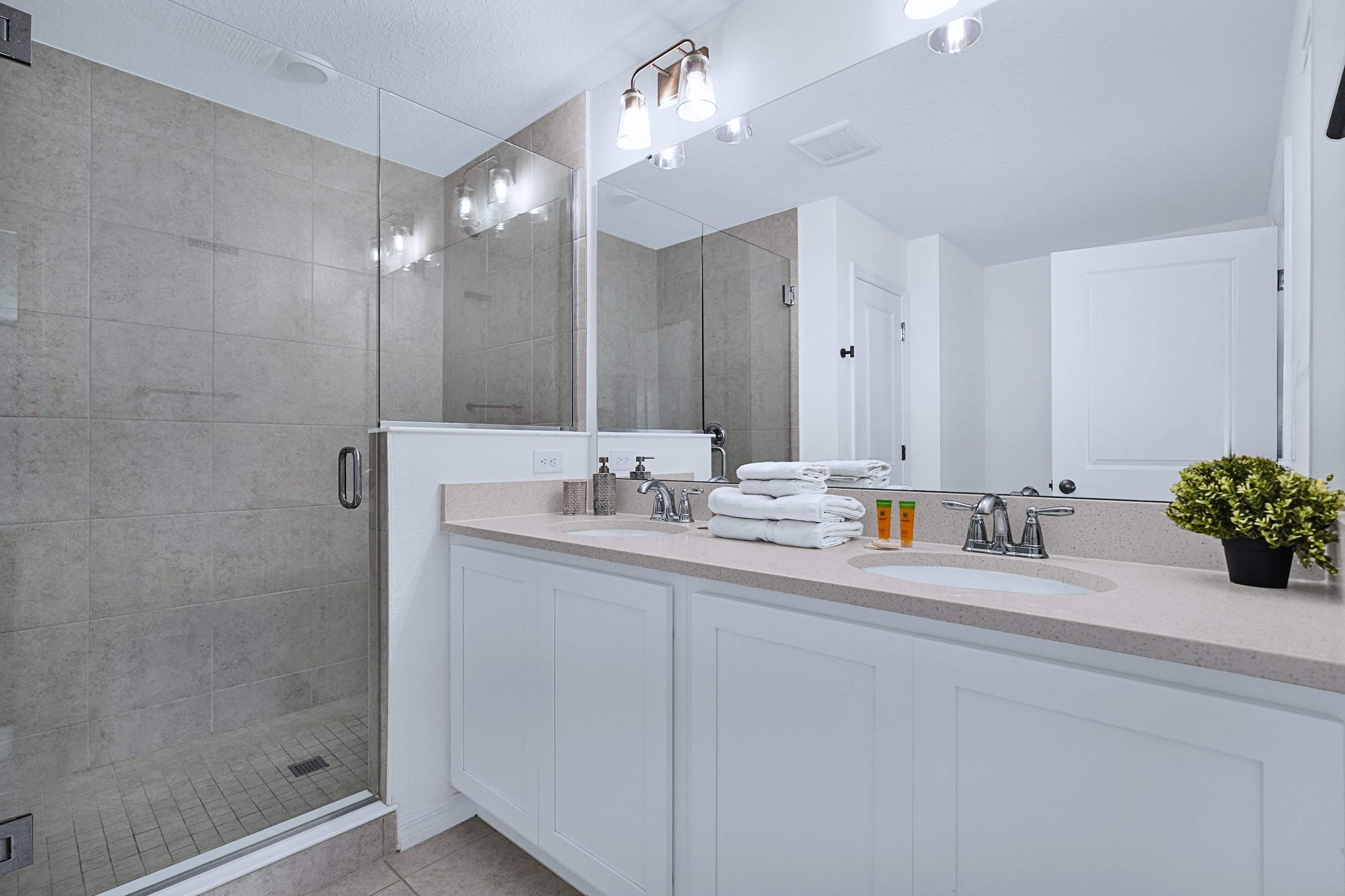 Enjoy a modern bathroom with a walk in shower designed for convenience and ease