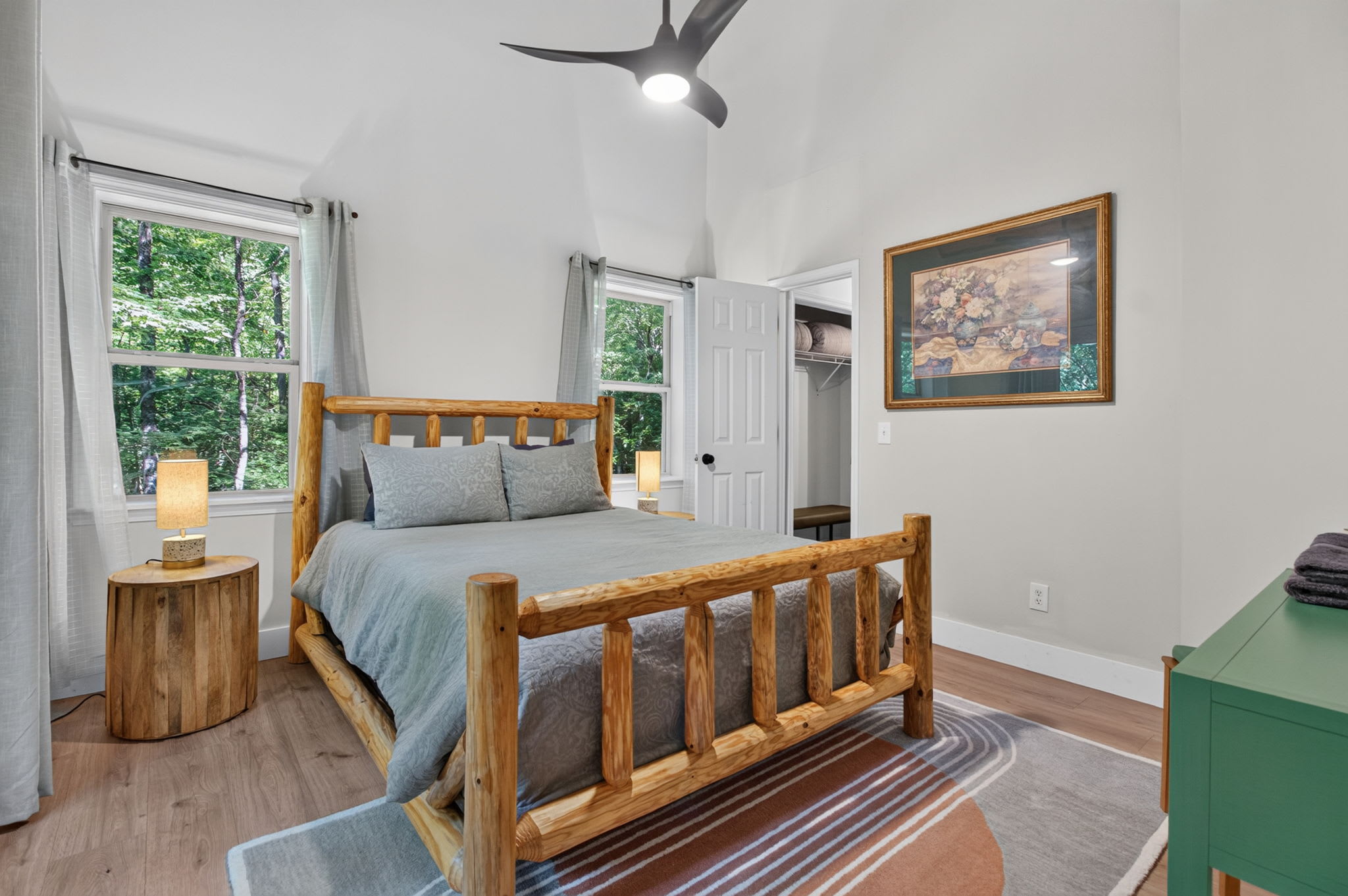 Sleep comfortably in a warm, inviting bedroom 1 with cabin character.