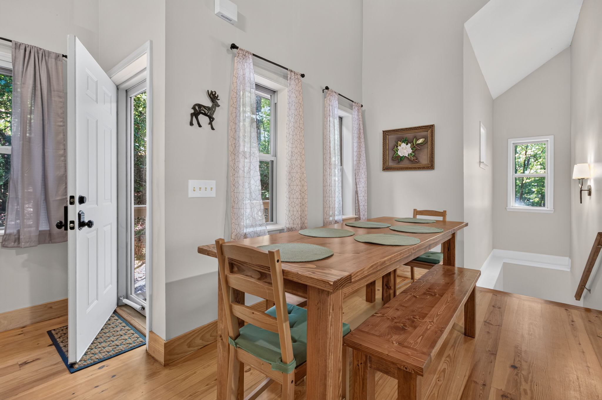 Natural light fills this cozy dining nook.