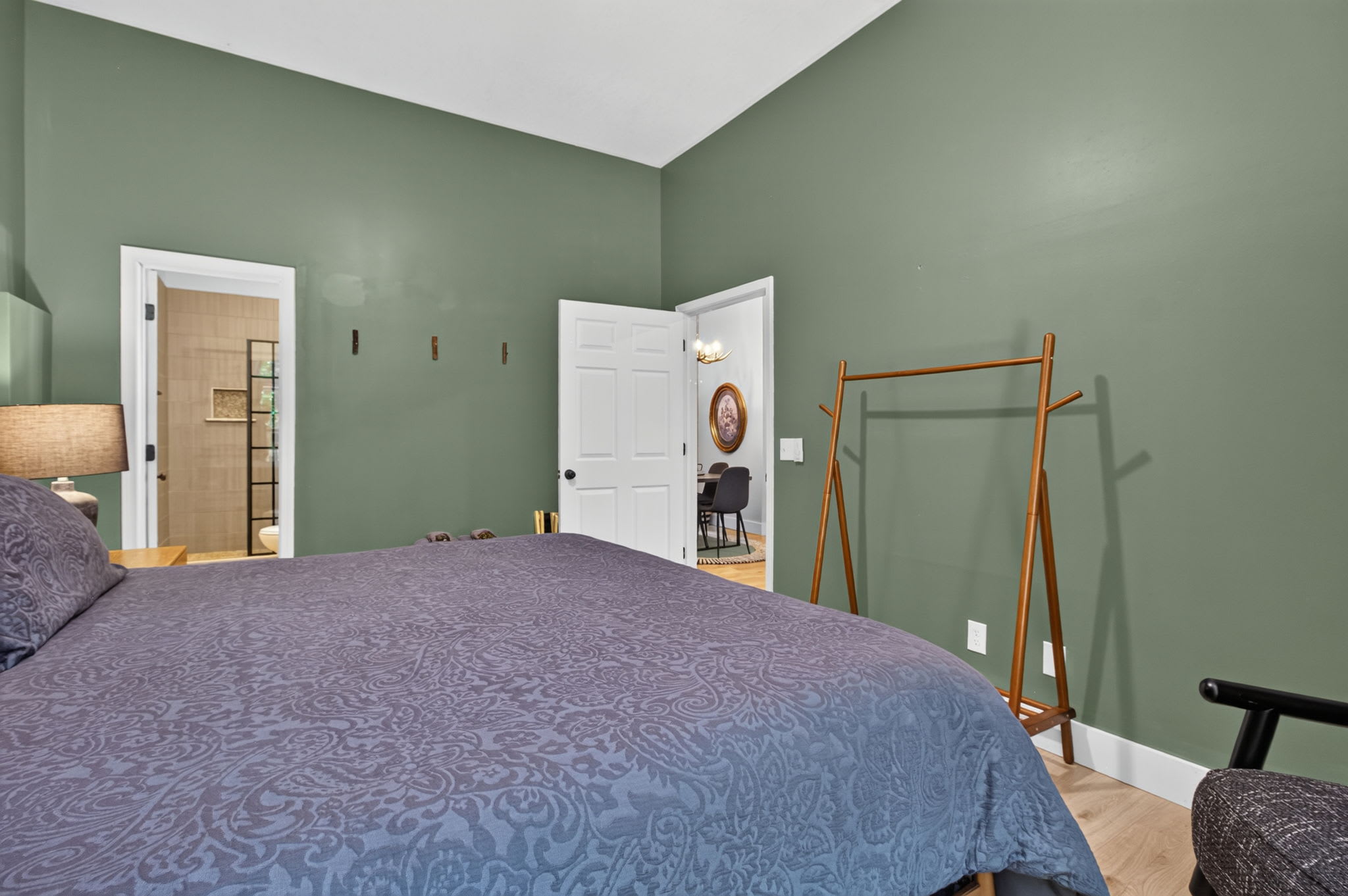 Relax in a serene bedroom.