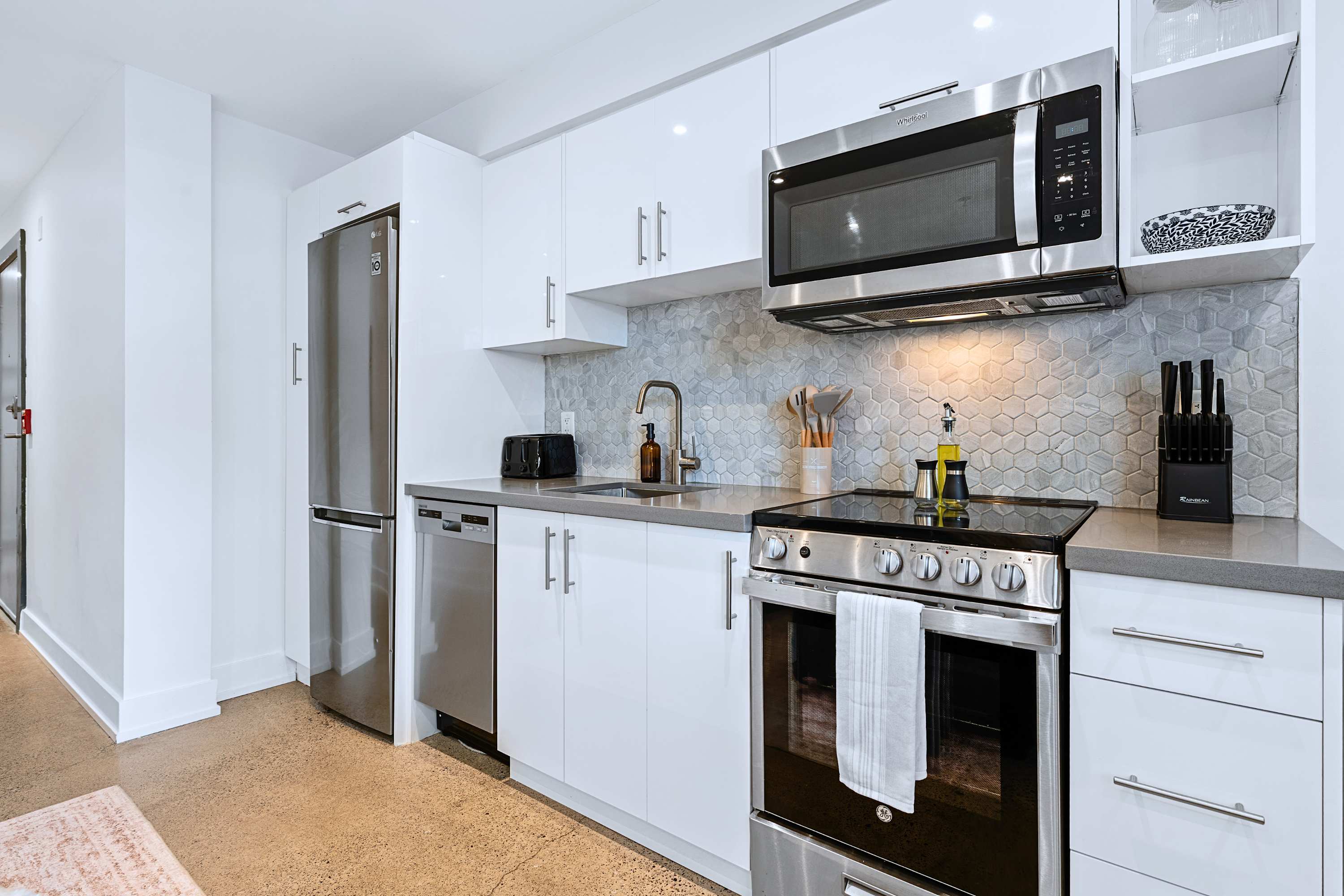 Fully equipped kitchen with modern appliances