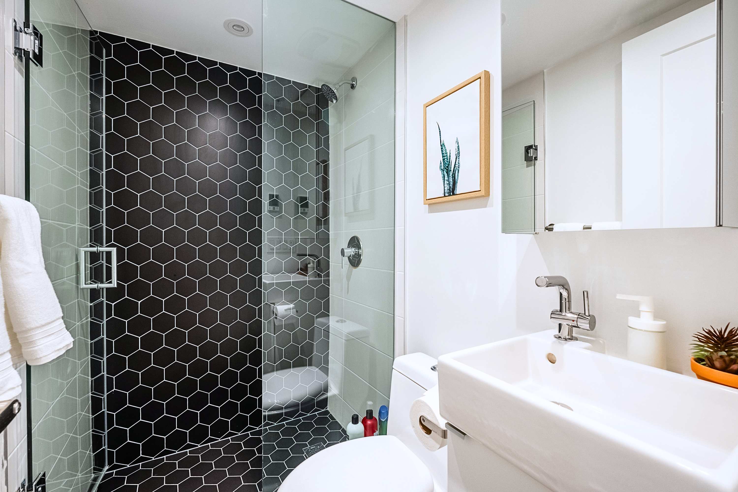 Full modern bathroom with standing shower