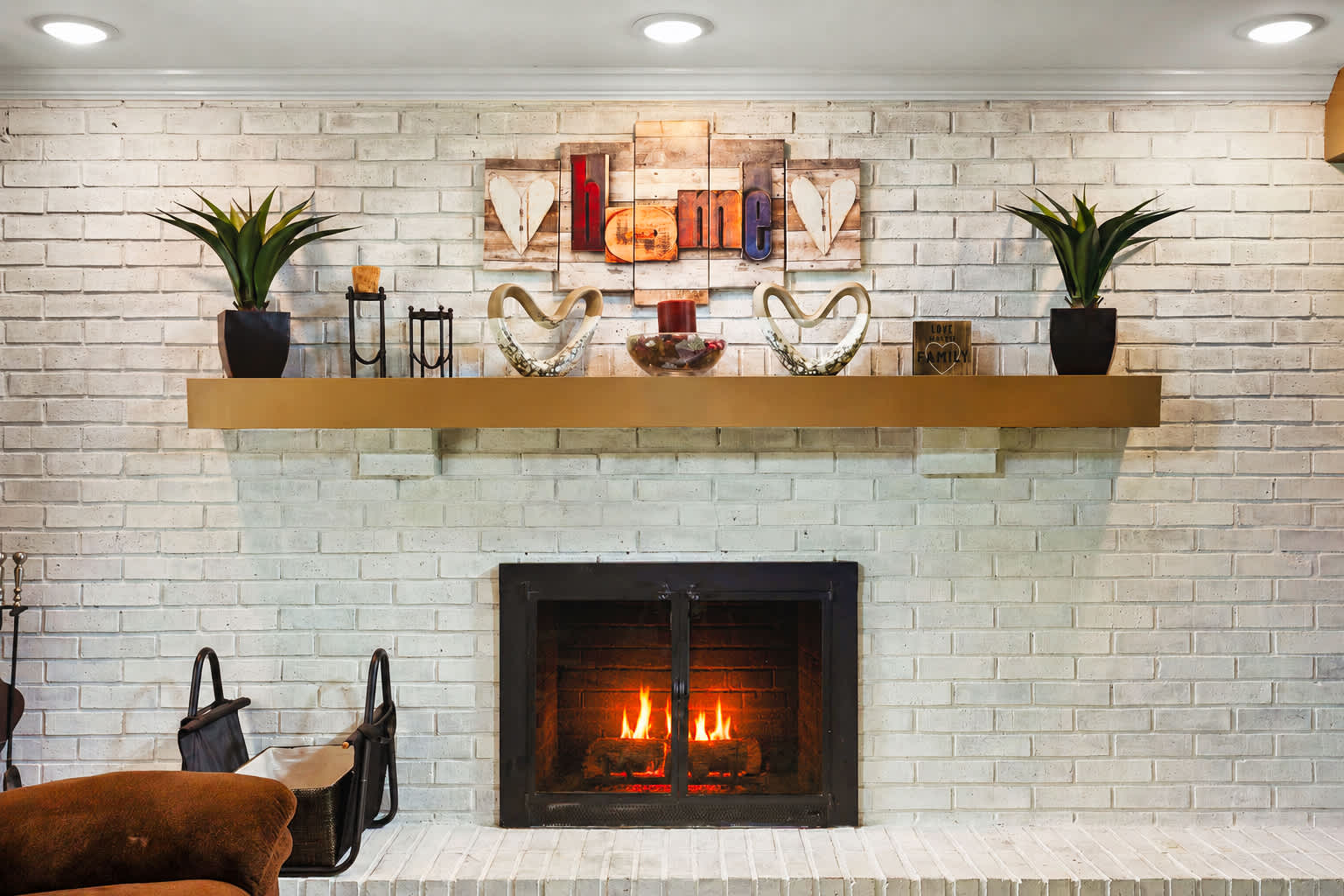 Stone fireplace for cooler nights