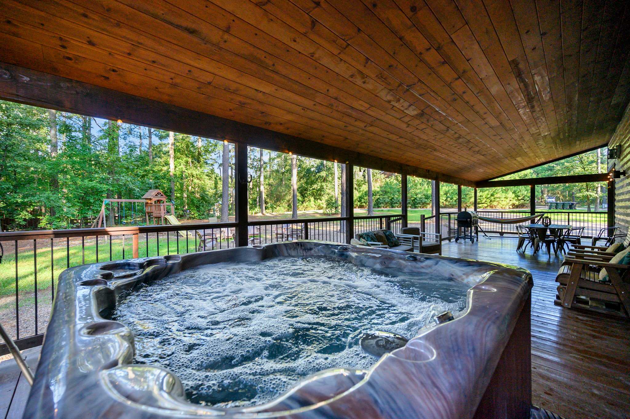 Your own hot tub oasis, rain or shine