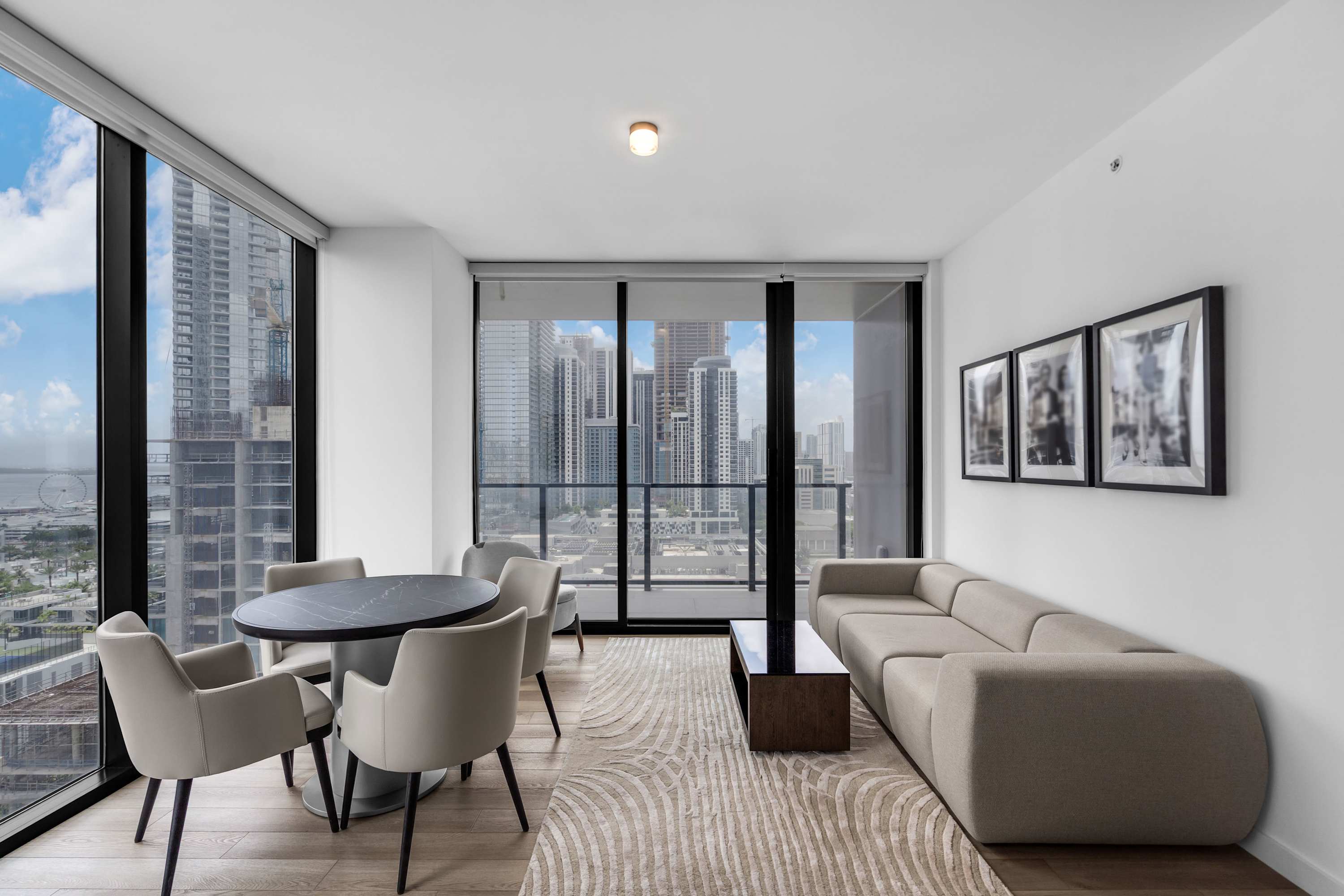 Unwind in the stylish living room & stream your favorites on the smart TV​