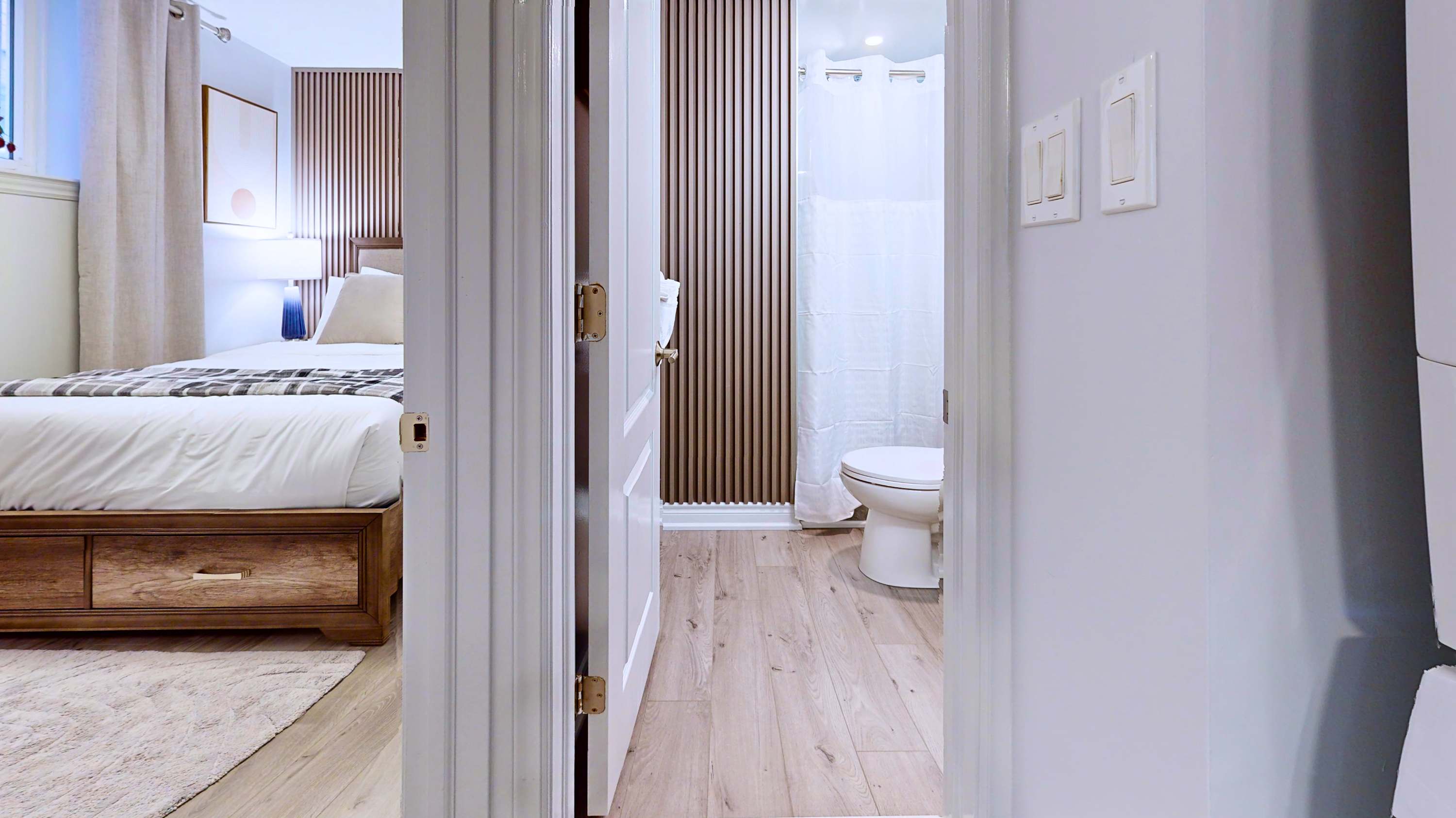 Easy access from the peaceful bedroom directly to the restroom situated right beside it