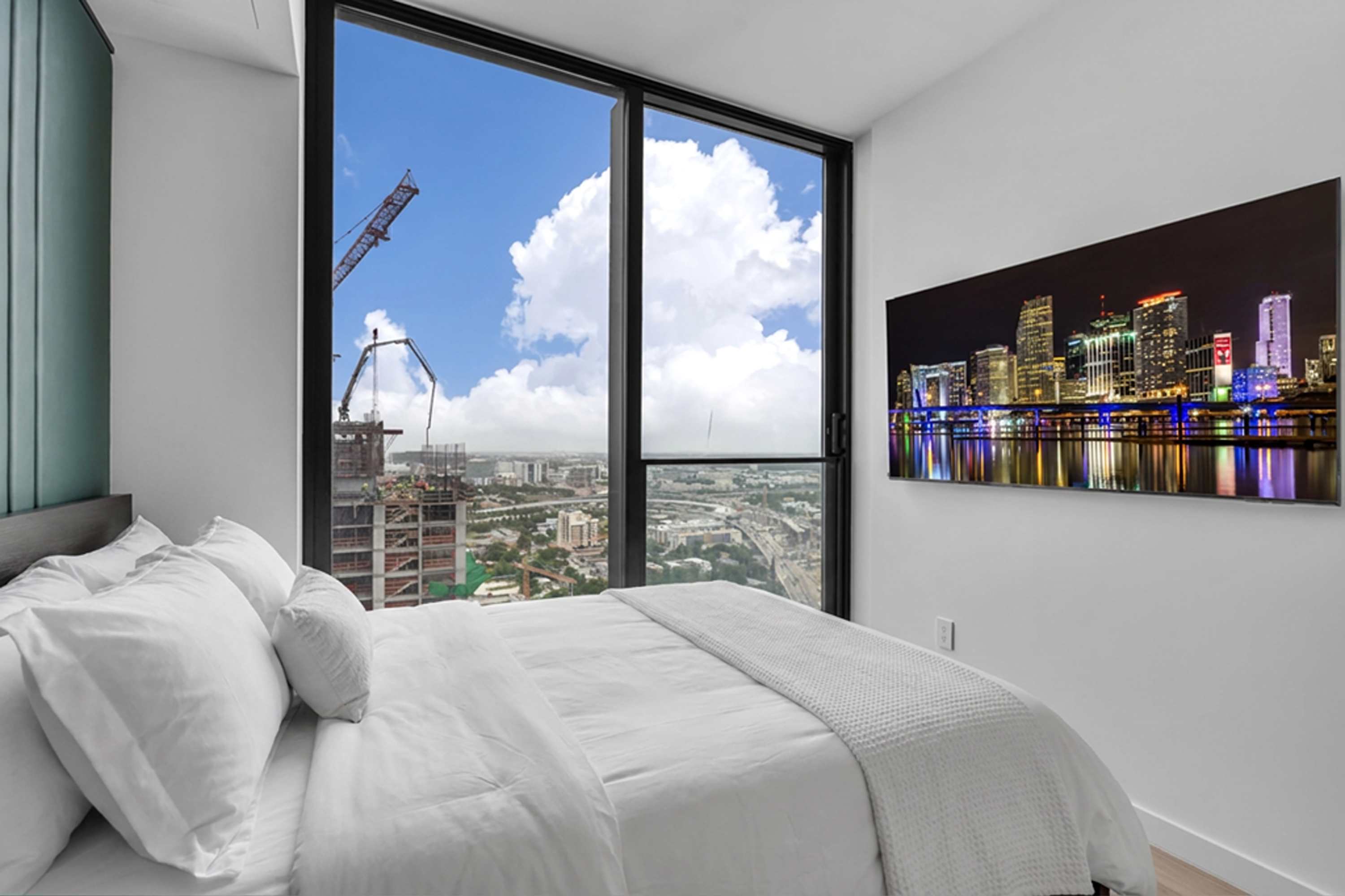 Unwind in the plush full-sized bed & stream your favorites on the smart TV​