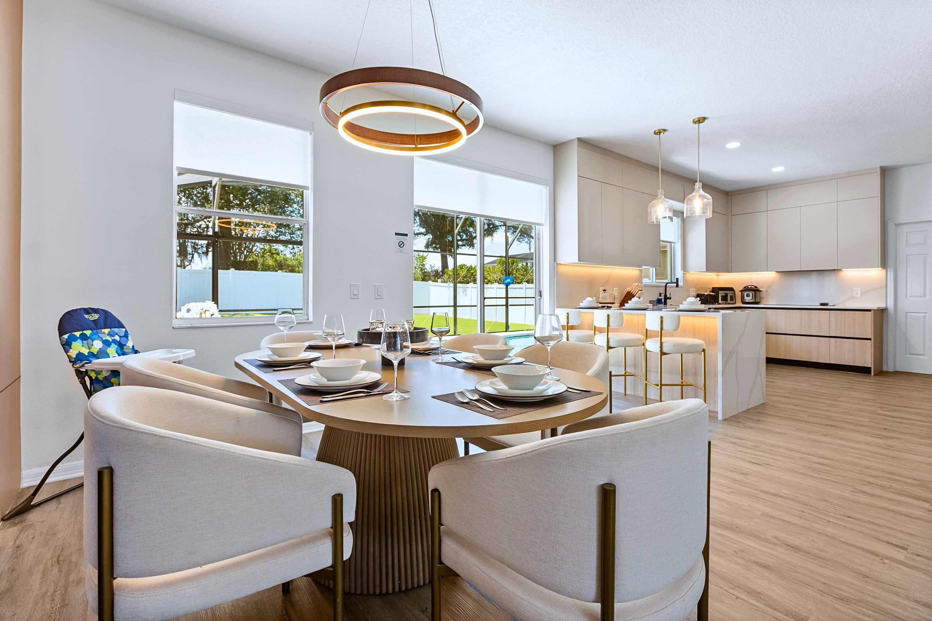 Ready for family dinners. A beautiful dining setup for six with room for your littlest guest