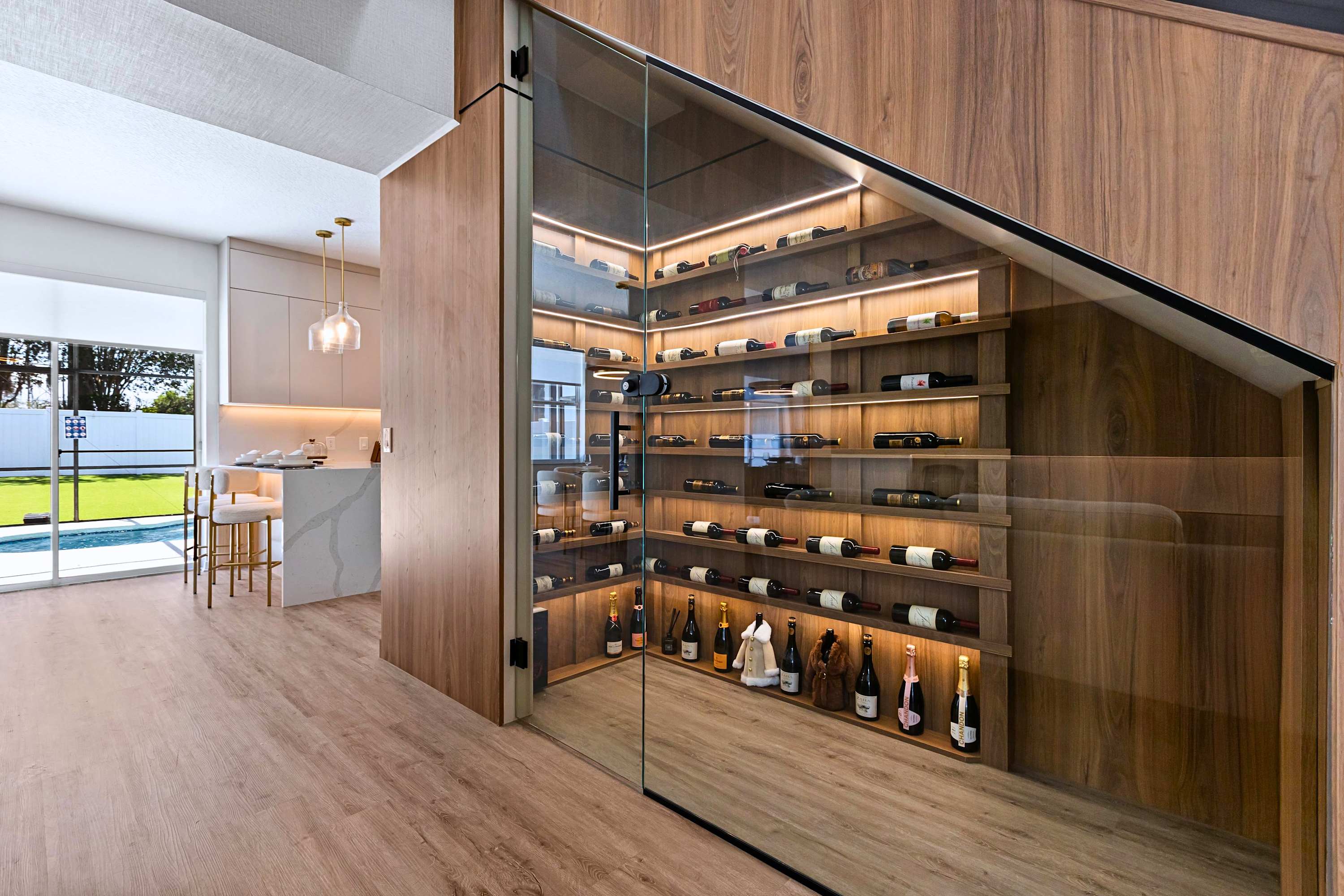 Your private tasting room. A gorgeous glass wine cellar built right into your living space