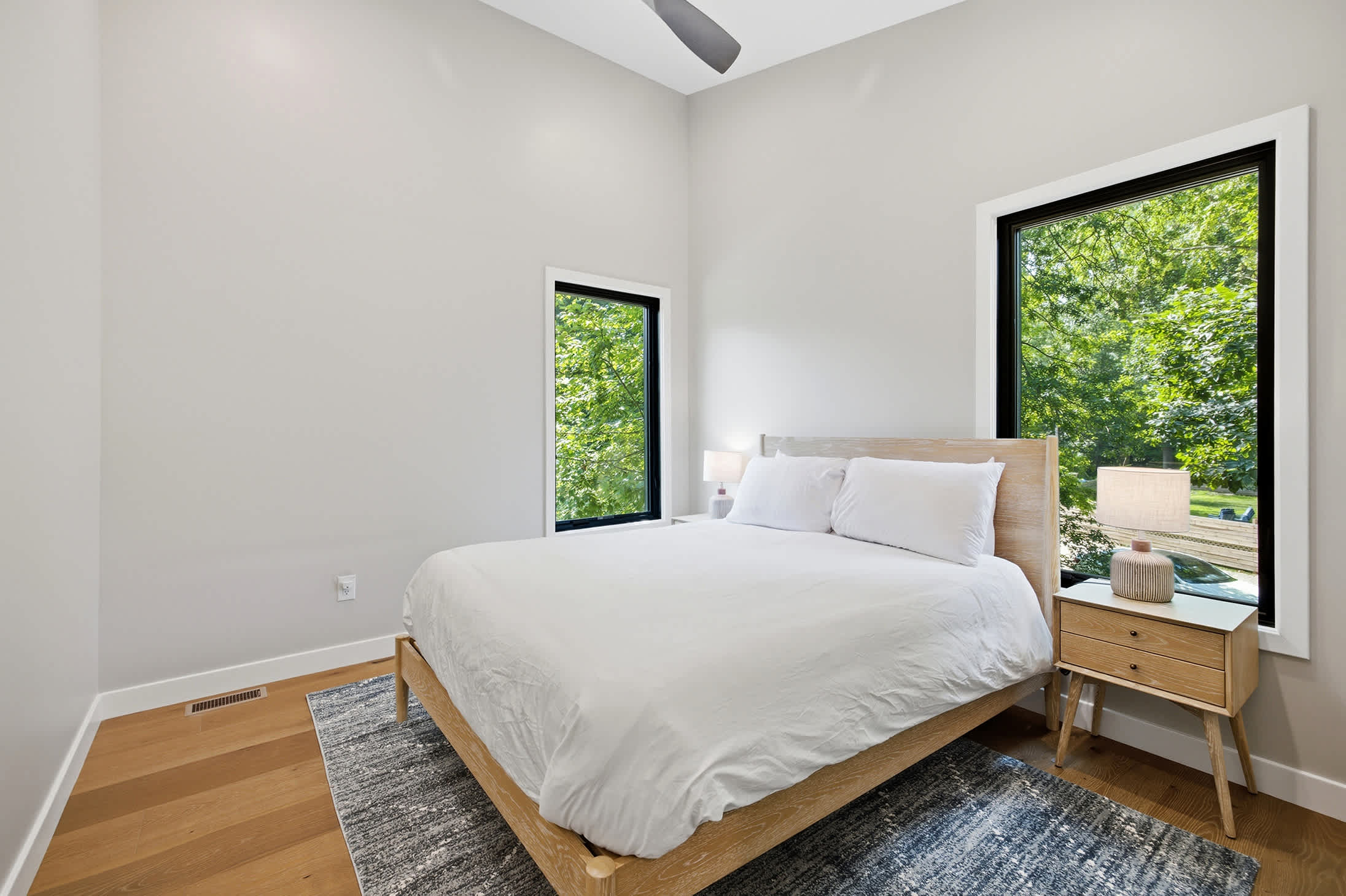 Bedroom 2 is on the upper level and has a queen-sized bed.