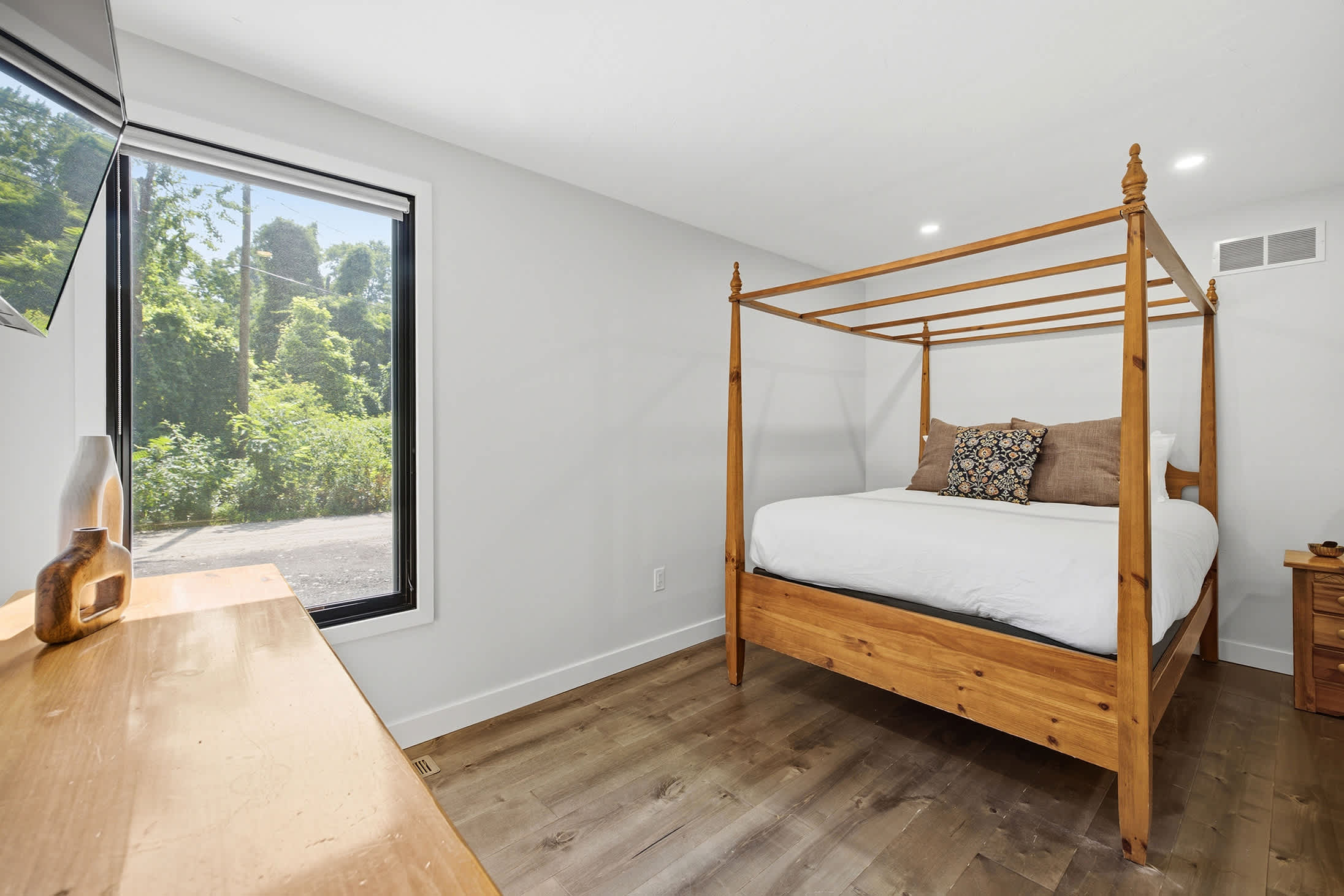Bedroom 4 is on the lower level and has a double-sized bed.