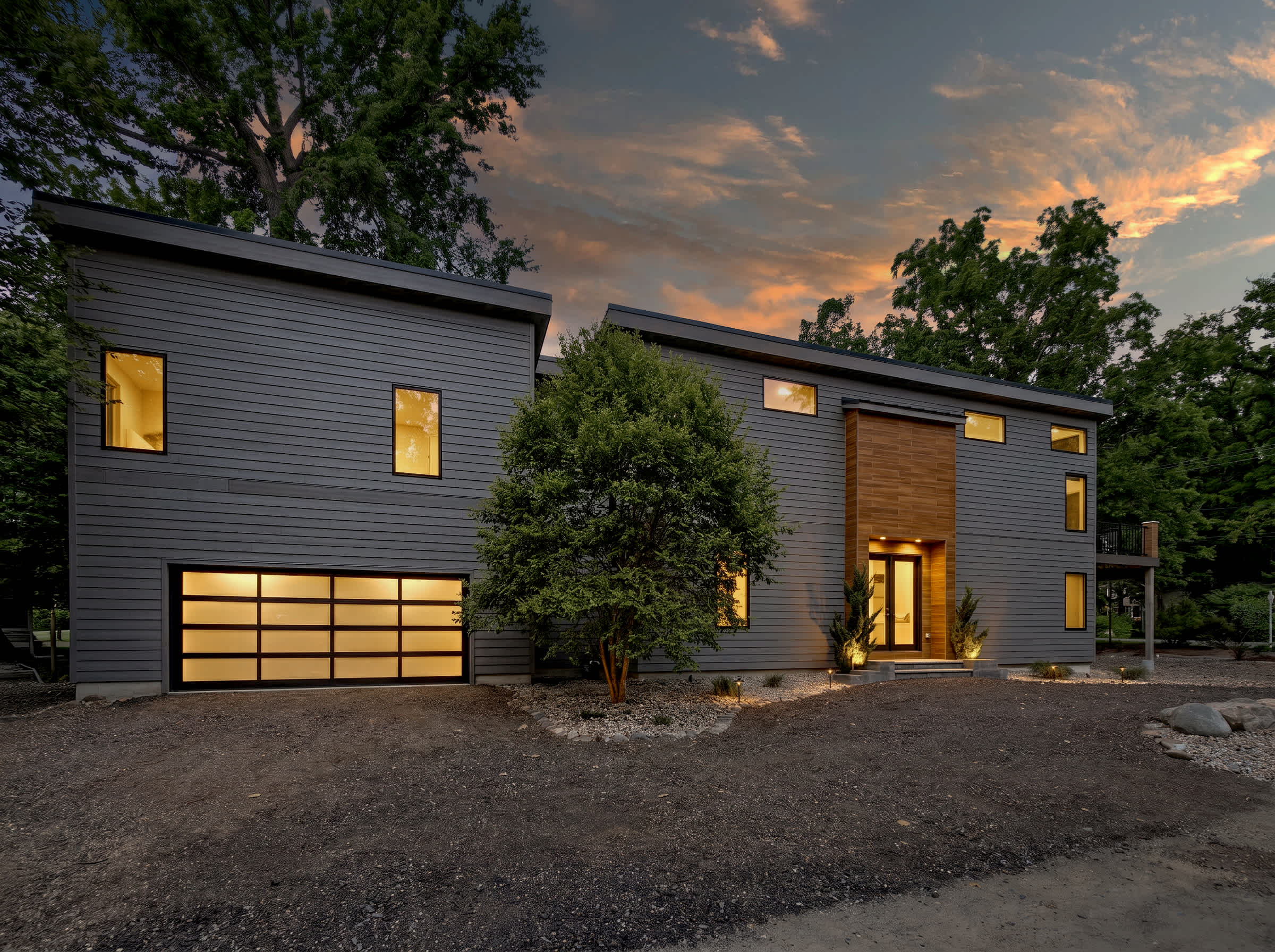 Townline Treasure welcomes you home with striking modern design day and night.