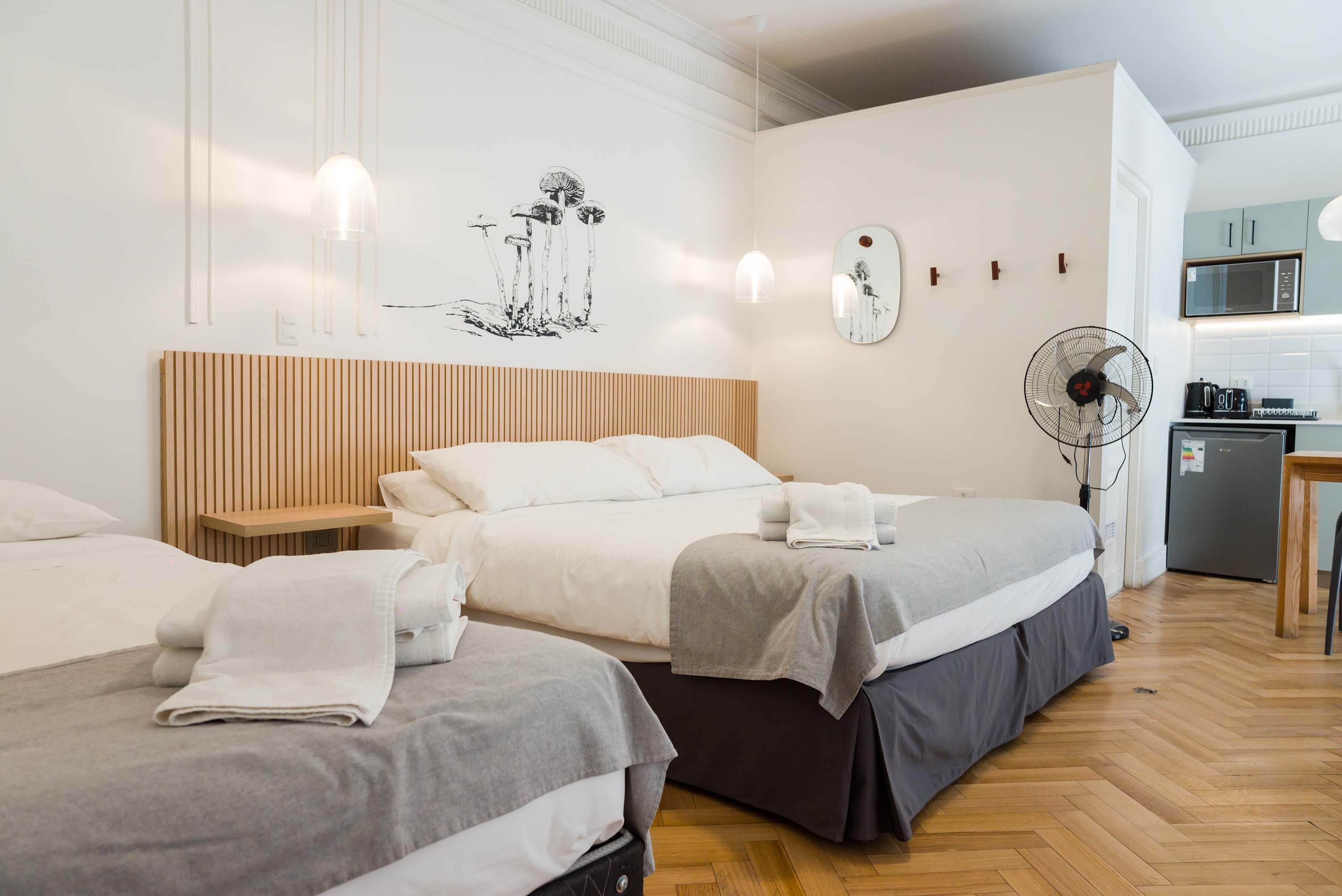 Cozy studio with modern amenities and stylish decor, perfect for a comfortable stay in the heart of the city.