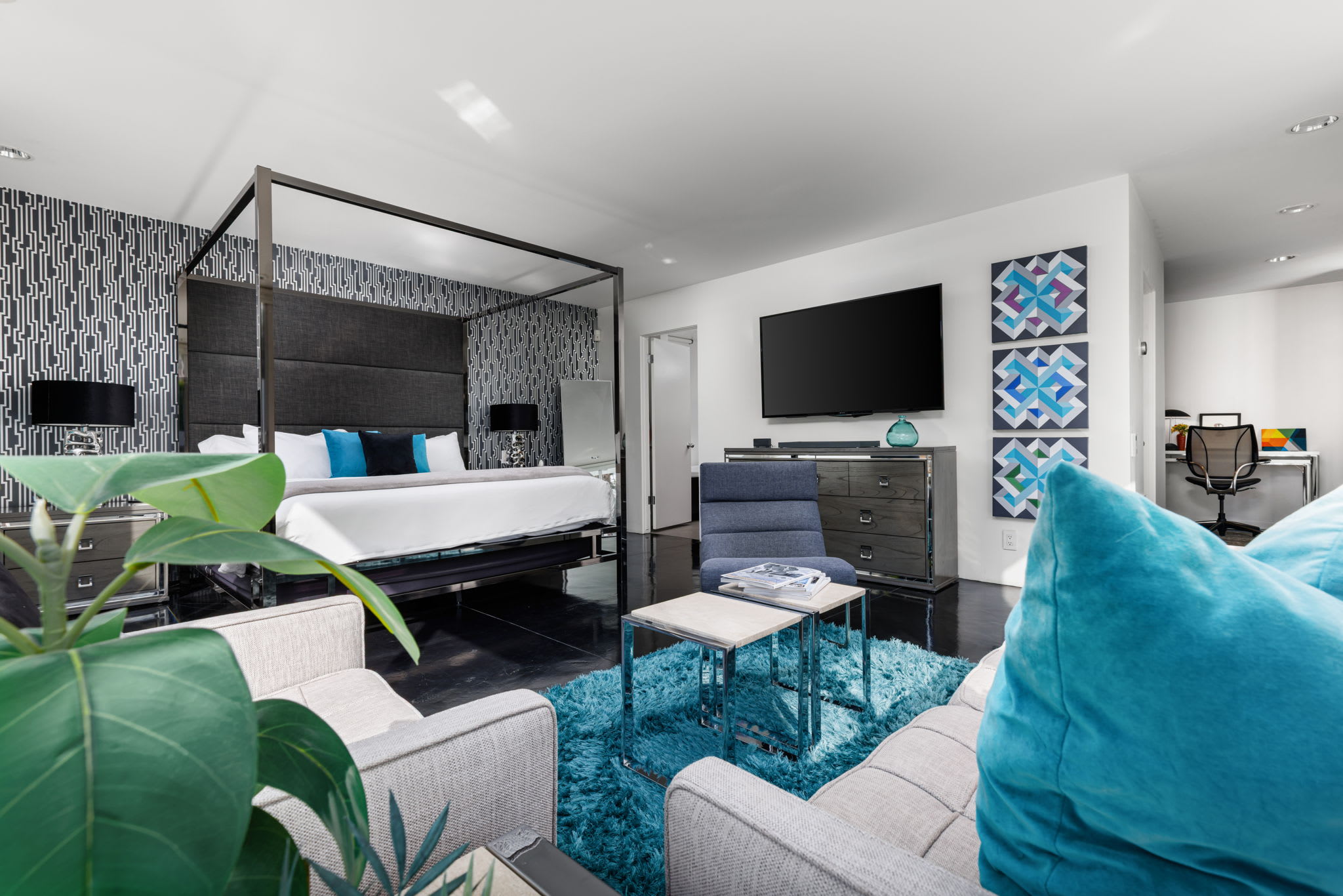 Primary Bedroom | The Bond House in Palm Springs, California by Luxus Vacation Properties
