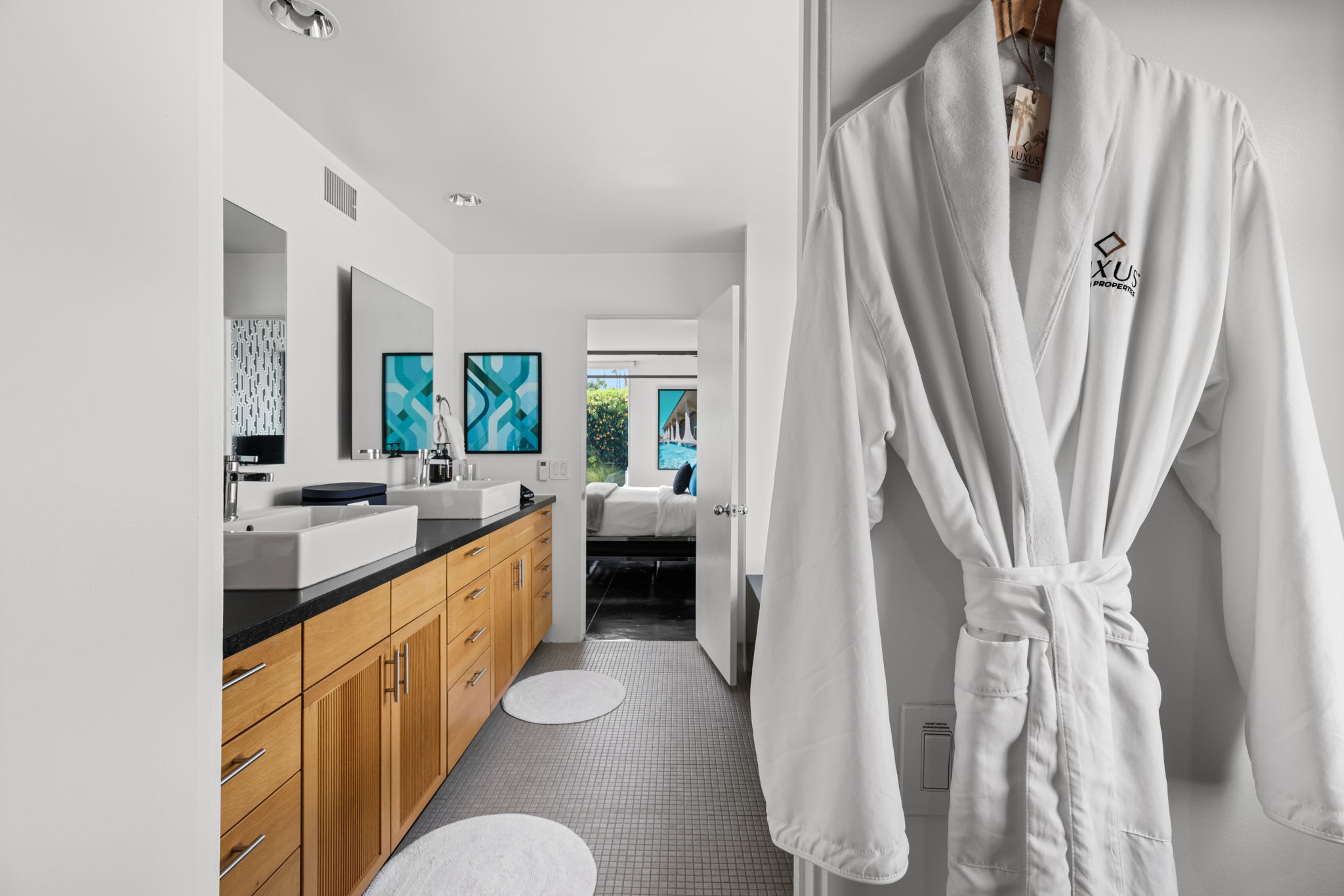 Primary Bathroom | The Bond House in Palm Springs, California by Luxus Vacation Properties