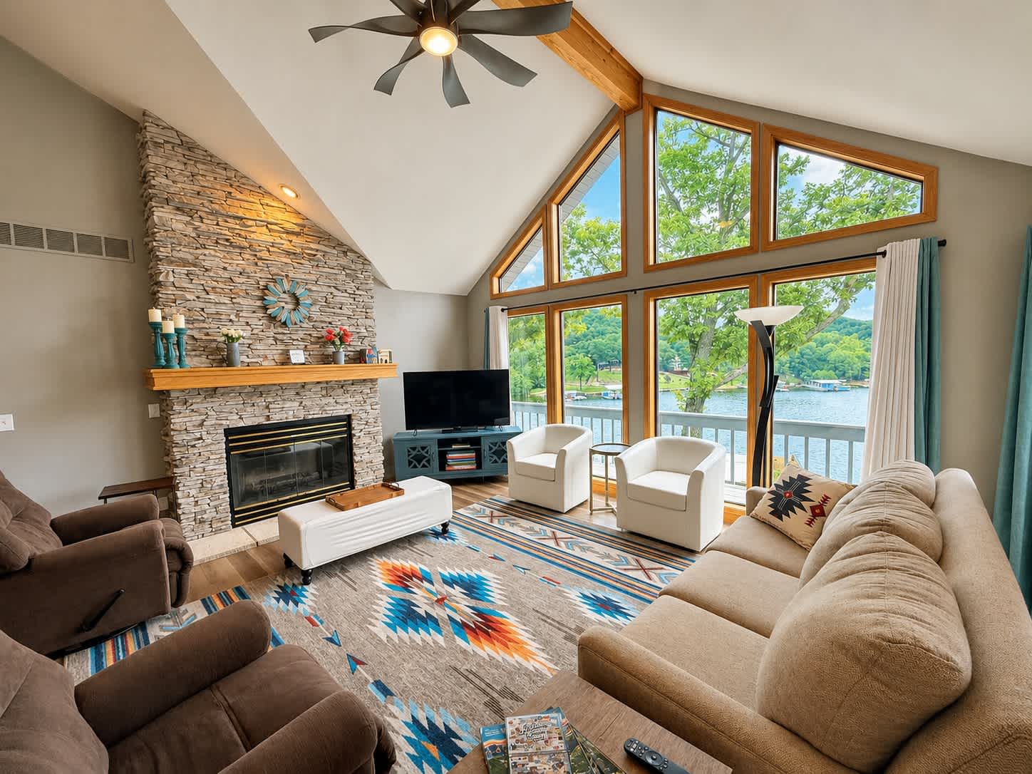 Curl up in the lake-view living room & stream your favorites on the smart TV​