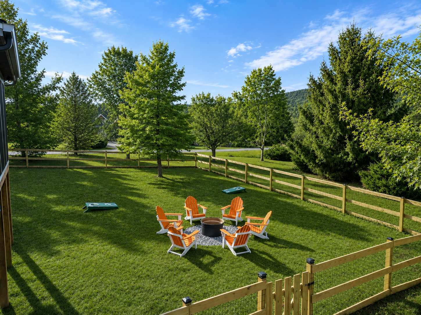 Private half-acre lot with plenty of space to relax and play