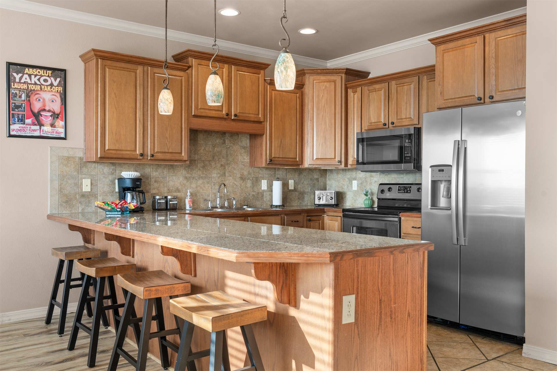 The open kitchen is well equipped for an unforgettable getaway​