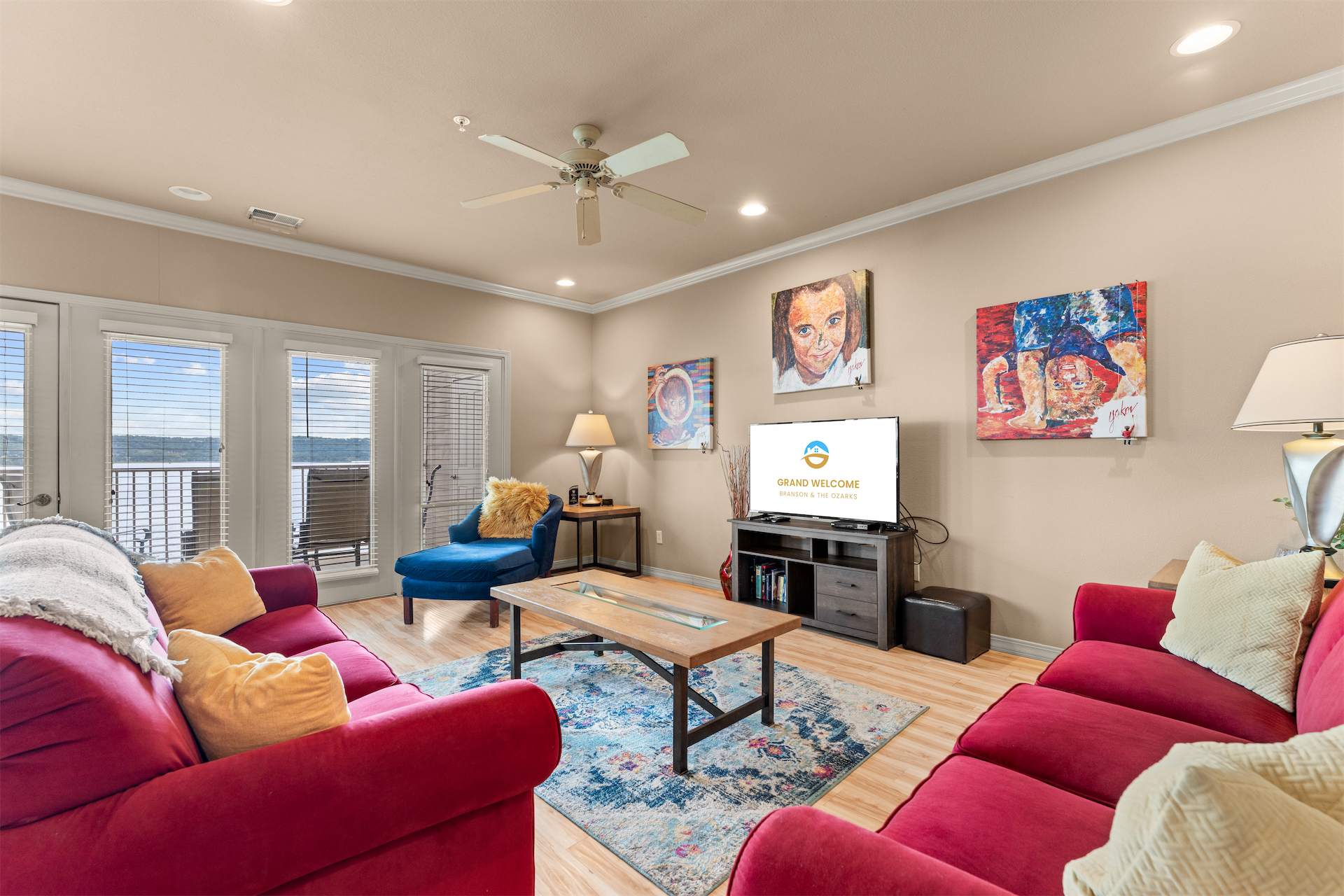 Curl up in the inviting living room & enjoy a movie night at home​