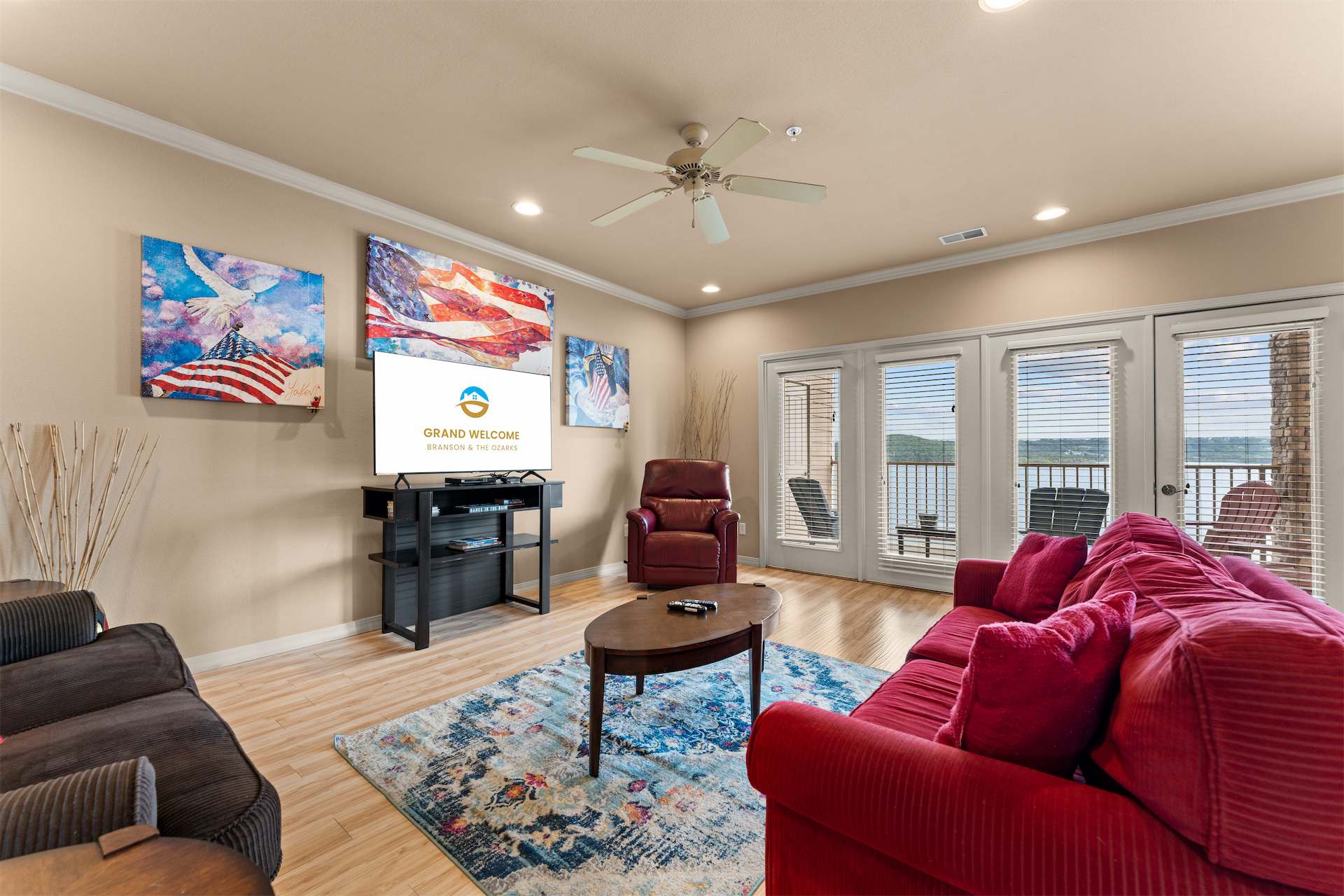Unwind with a cozy movie night in the living room​