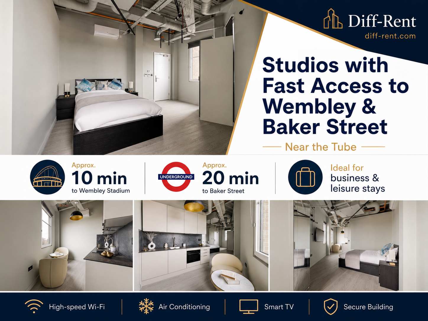 Diff-Rent Living Luxury Serviced Studios with Gym and Workspace fast...