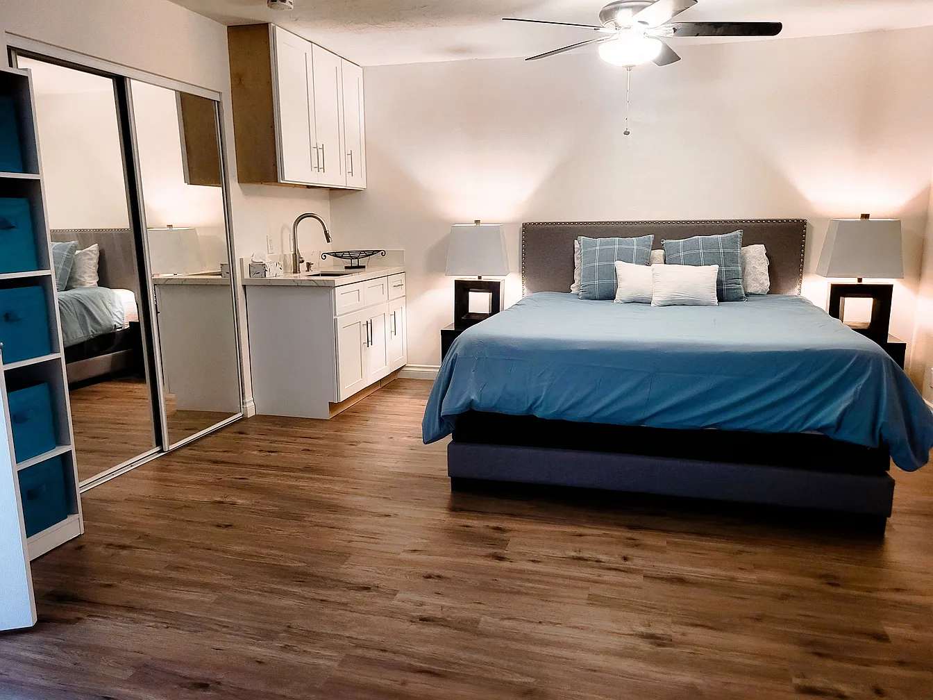 Attached ADU (Bedroom #4) - King Bed, includes small kitchenette sink.