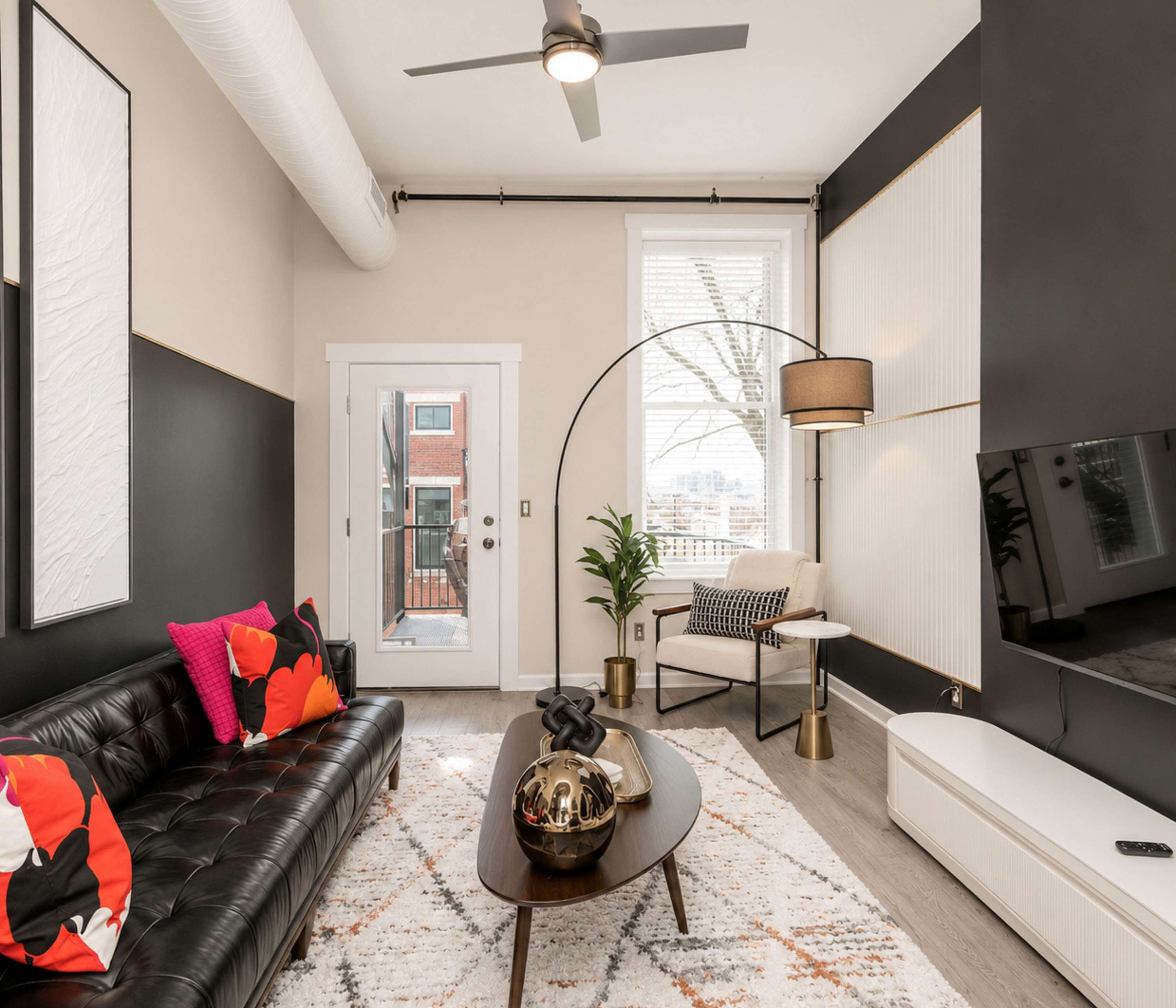 Lounge in style in the living room & stream your favorites on the smart TV