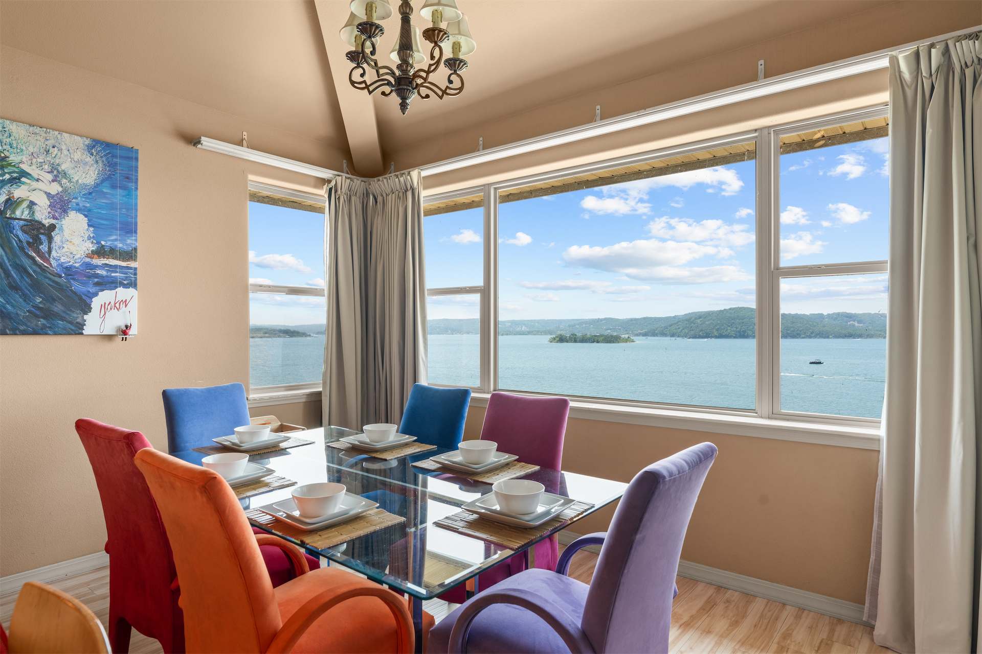 Gather for meals together at the dining table, seating 6​