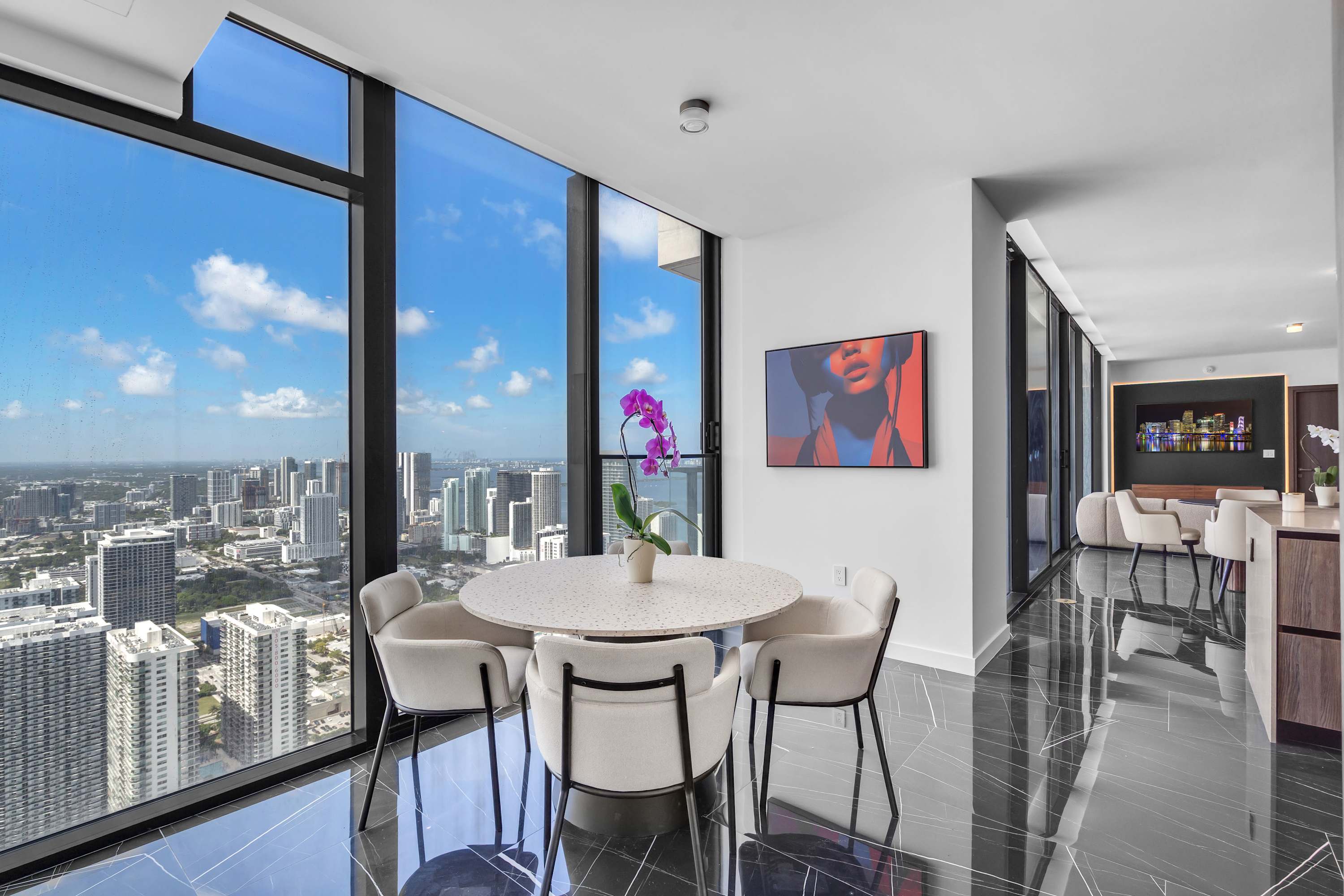 Sip morning coffee with stunning views at the breakfast table​