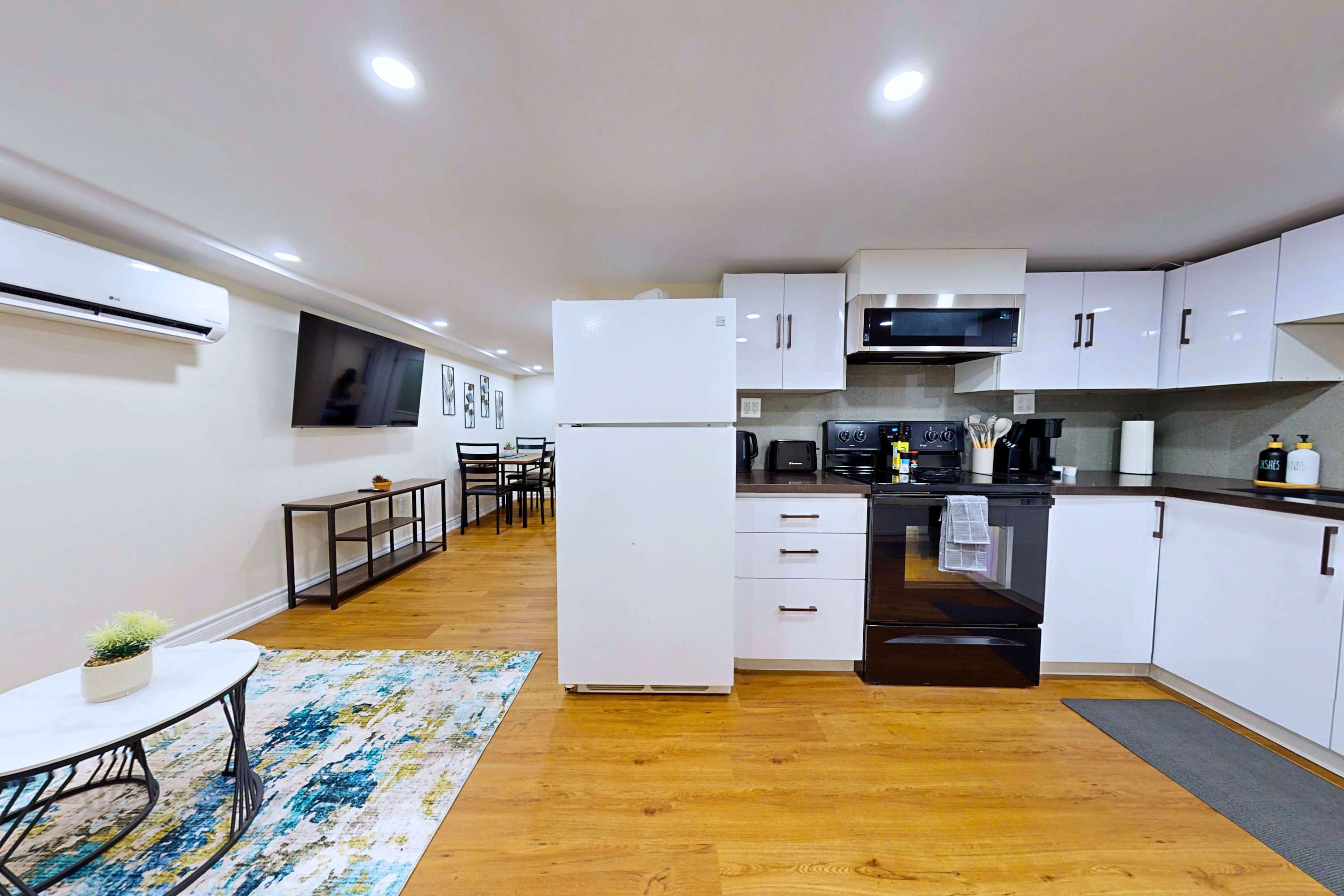 Functional kitchen area equipped with all your basic cooking needs.